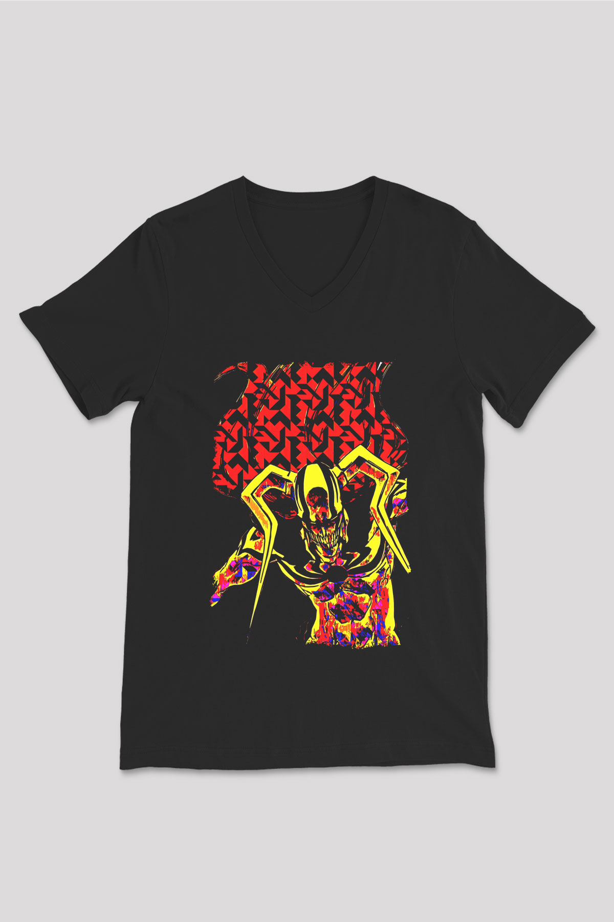 Bleach Baskılı Unisex Siyah V Yaka Tişört - Tshirt