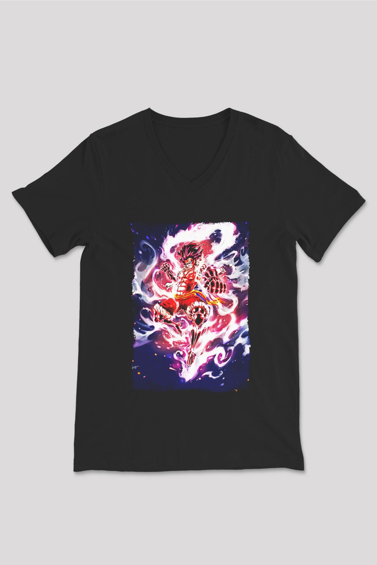 Bleach Baskılı Unisex Siyah V Yaka Tişört - Tshirt