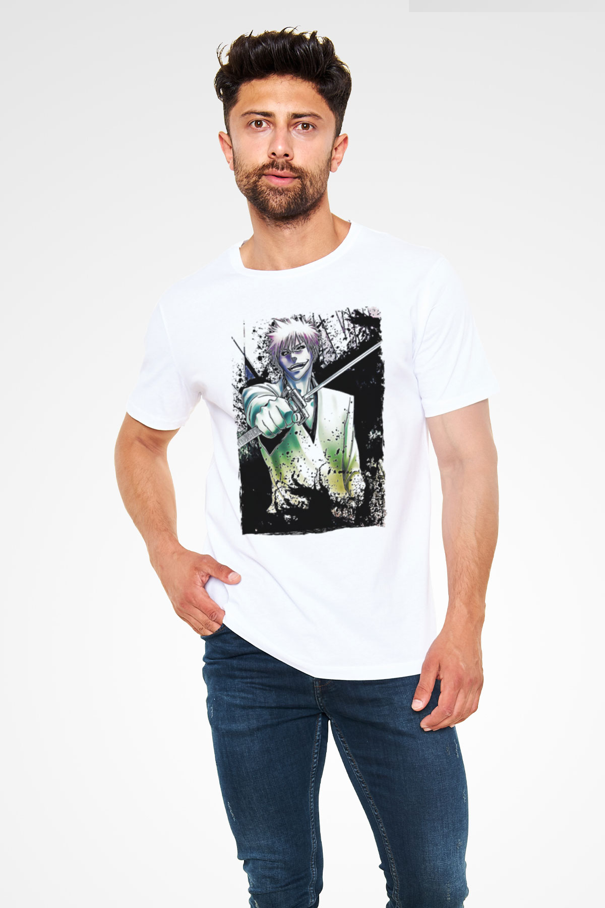 Bleach Unisex Baskılı Beyaz Tişört - Tshirt