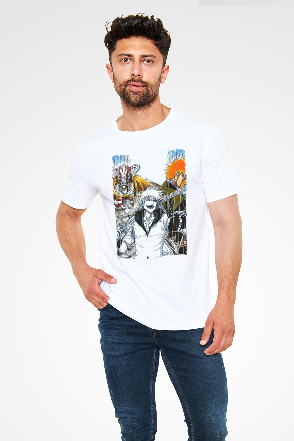 Bleach Unisex Baskılı Beyaz Tişört - Tshirt