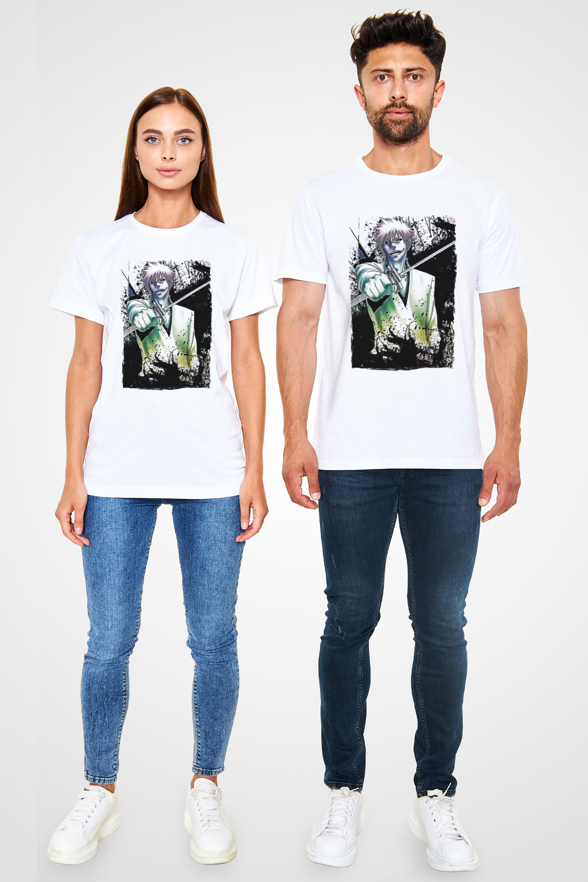 Bleach Unisex Baskılı Beyaz Tişört - Tshirt