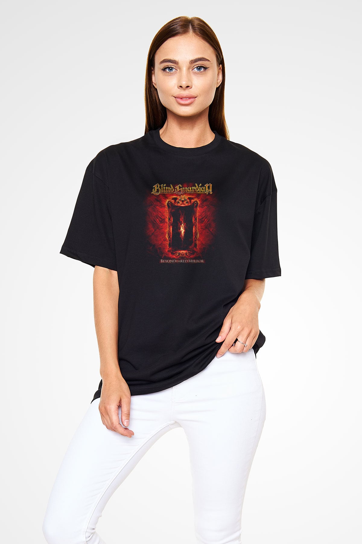 Blind Guardian Baskılı Unisex Siyah Oversize Tişört