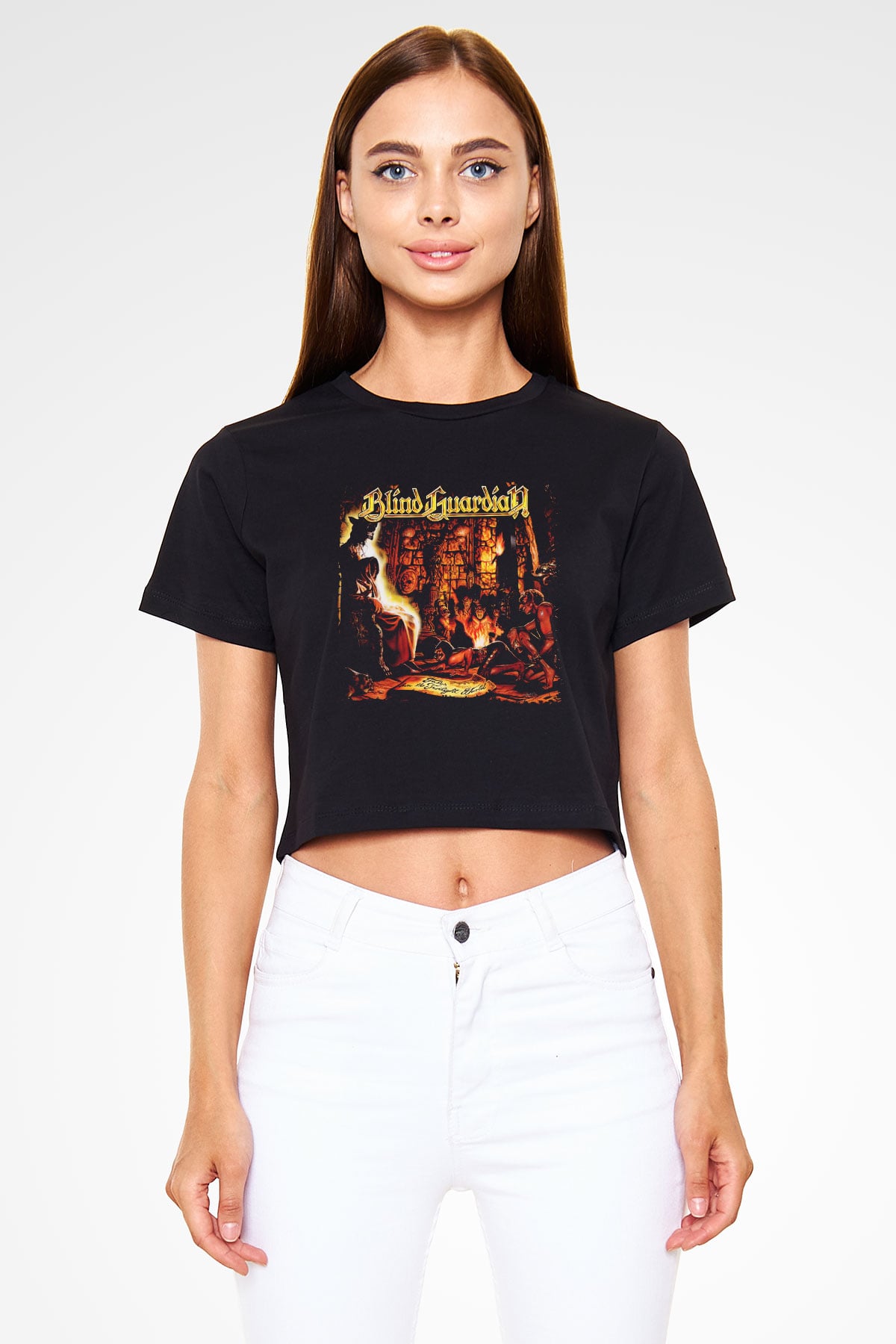 Blind Guardian Siyah Crop Top Tişört