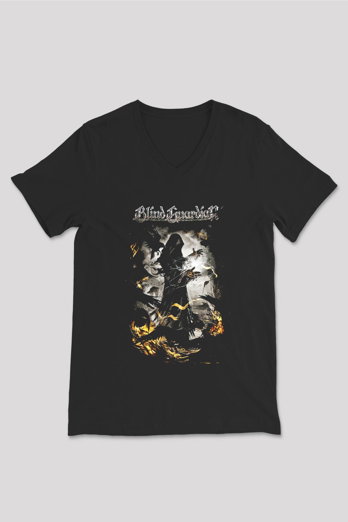 Blind Guardian Siyah Unisex V Yaka Tişört T-Shirt