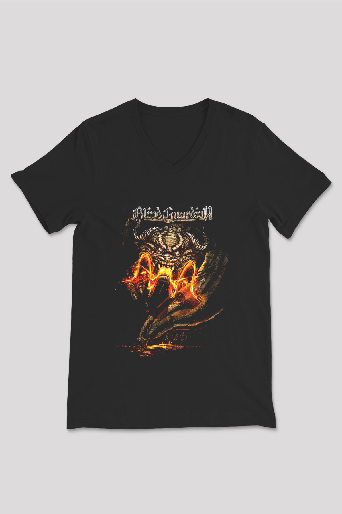 Blind Guardian Siyah Unisex V Yaka Tişört T-Shirt