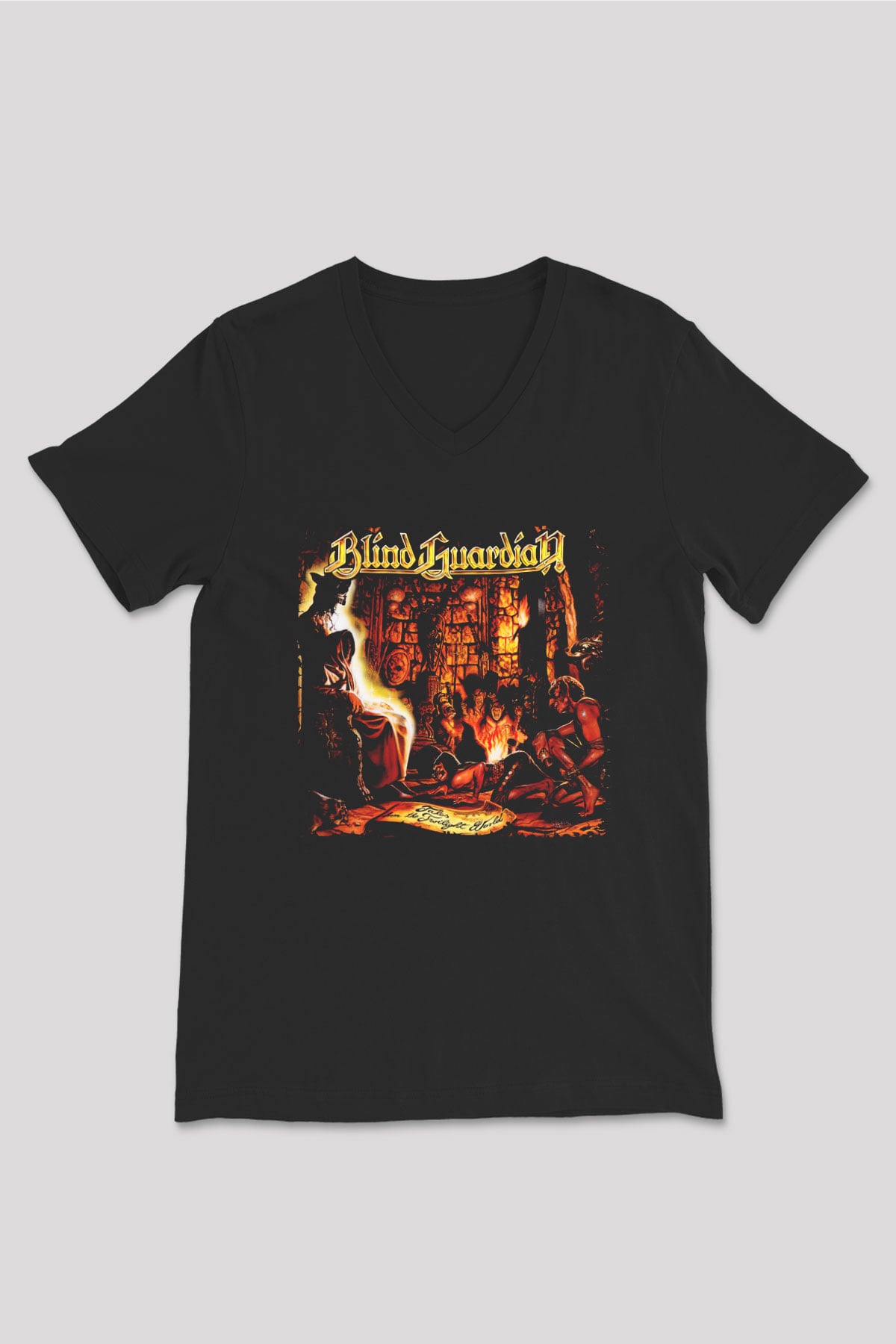 Blind Guardian Siyah Unisex V Yaka Tişört T-Shirt