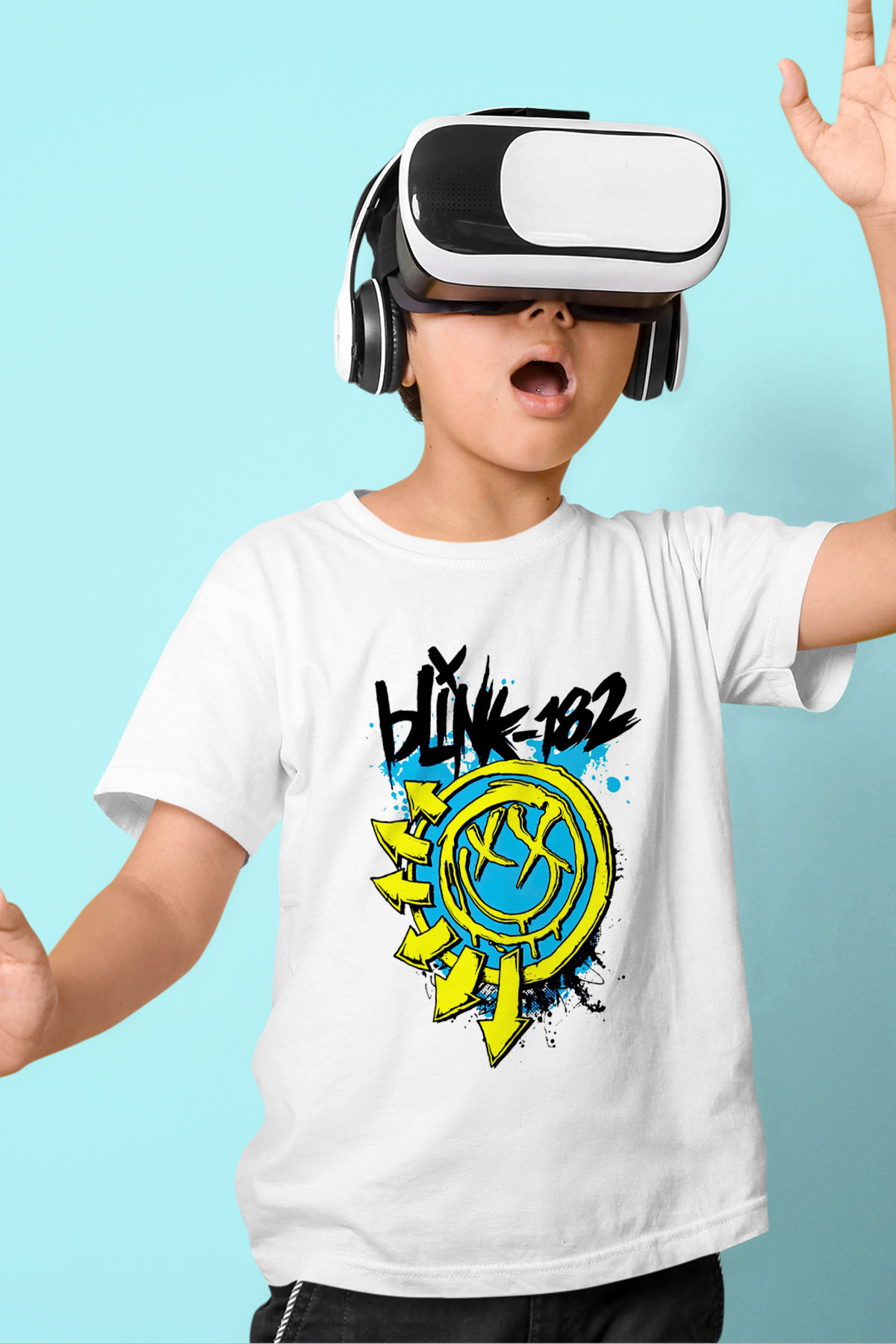 Blink 182 Baskılı Beyaz Unisex Çocuk Tişört