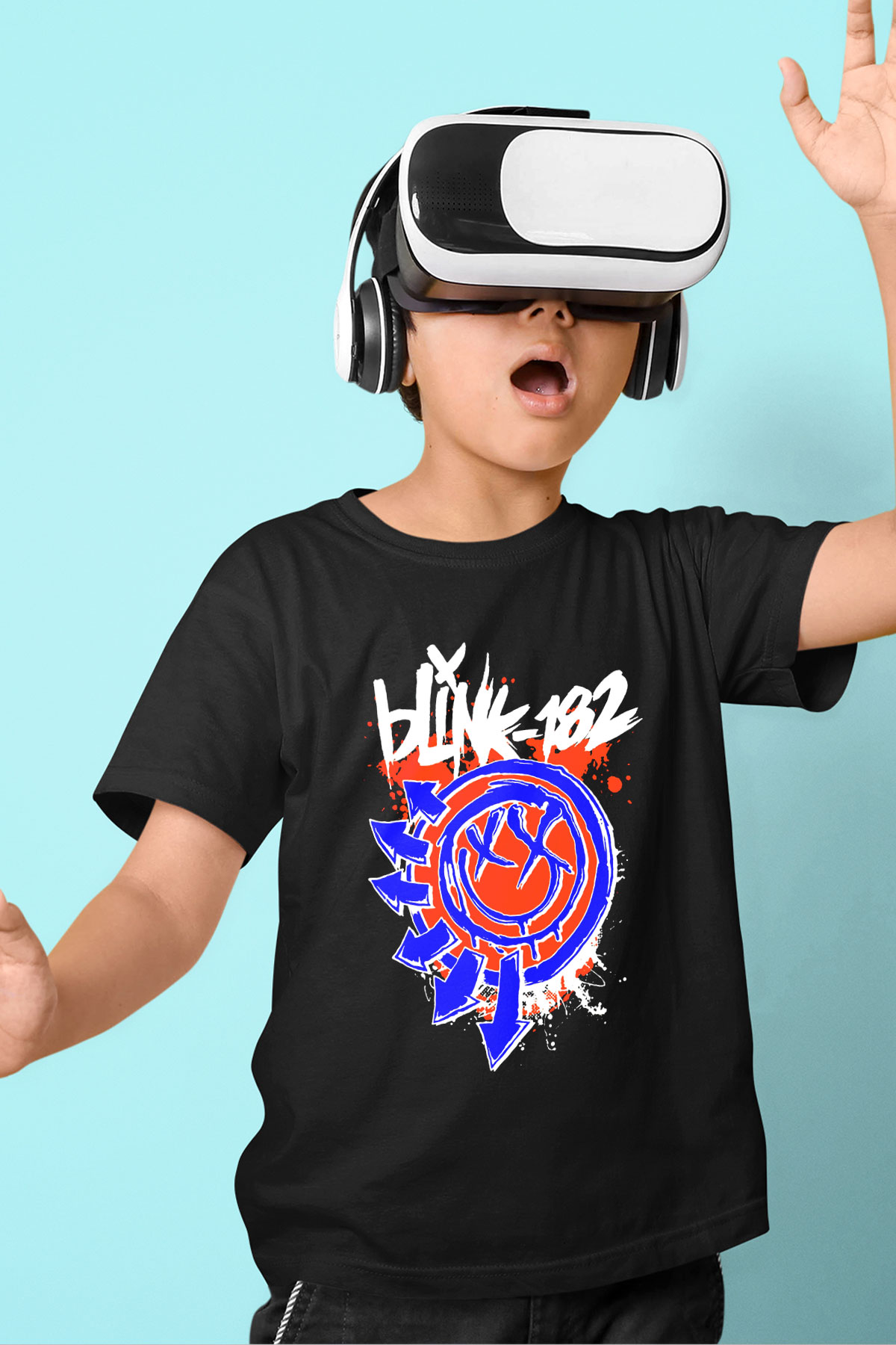 Blink 182 Baskılı Siyah Unisex Çocuk Tişört