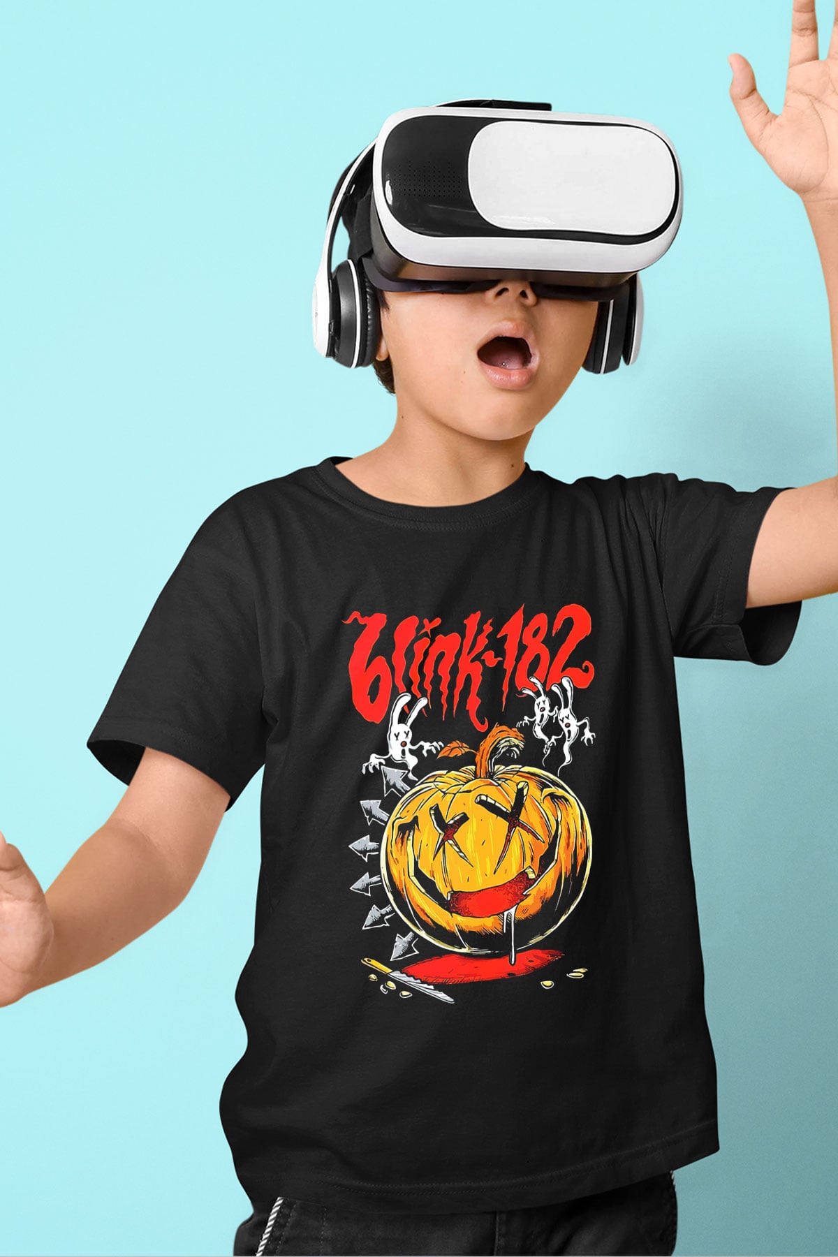 Blink 182 Baskılı Siyah Unisex Çocuk Tişört