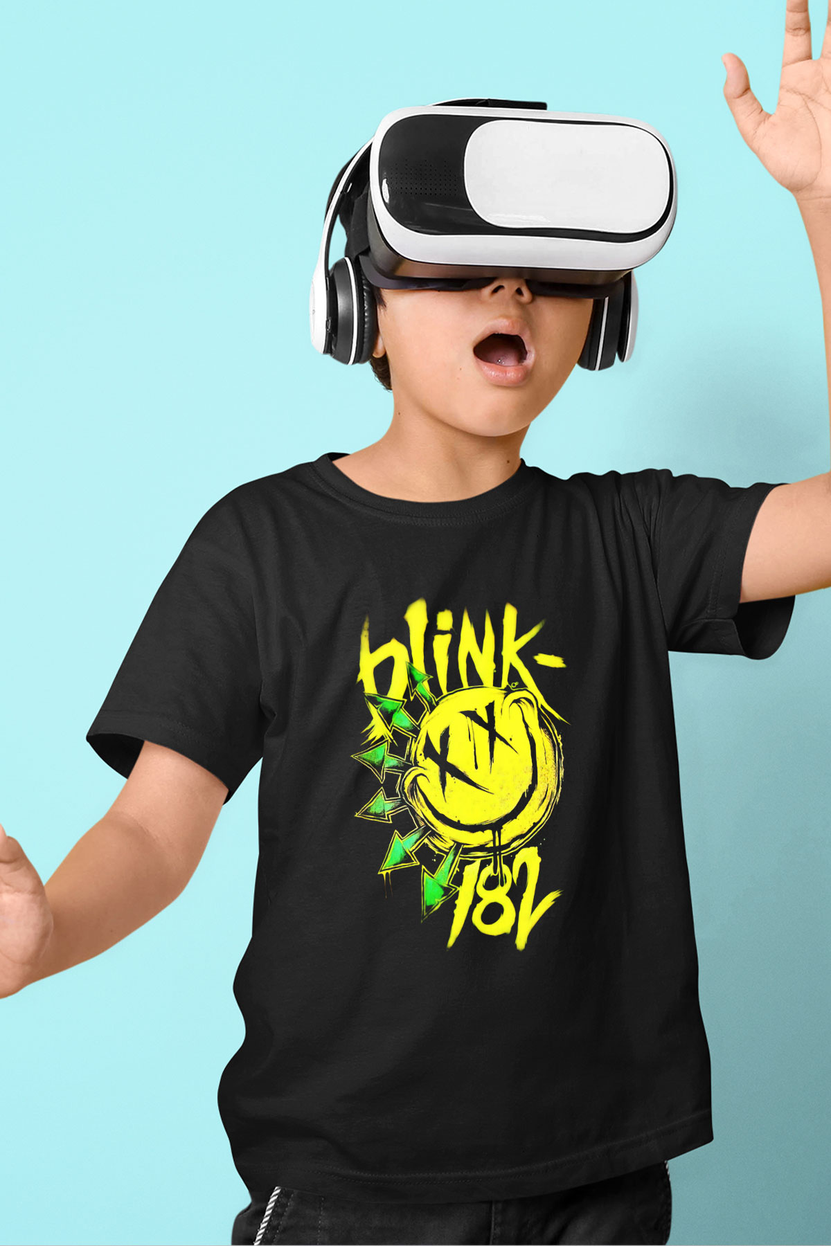 Blink 182 Baskılı Siyah Unisex Çocuk Tişört