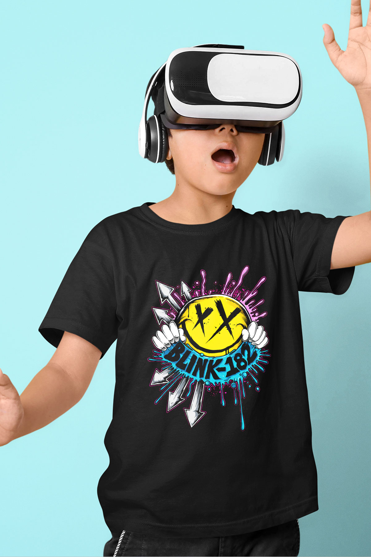 Blink 182 Baskılı Siyah Unisex Çocuk Tişört