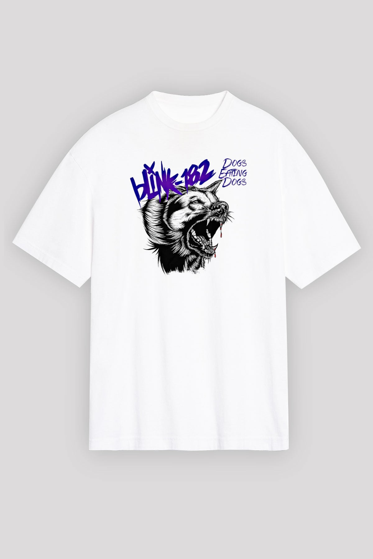Blink-182 Baskılı Unisex Beyaz Oversize Tişört