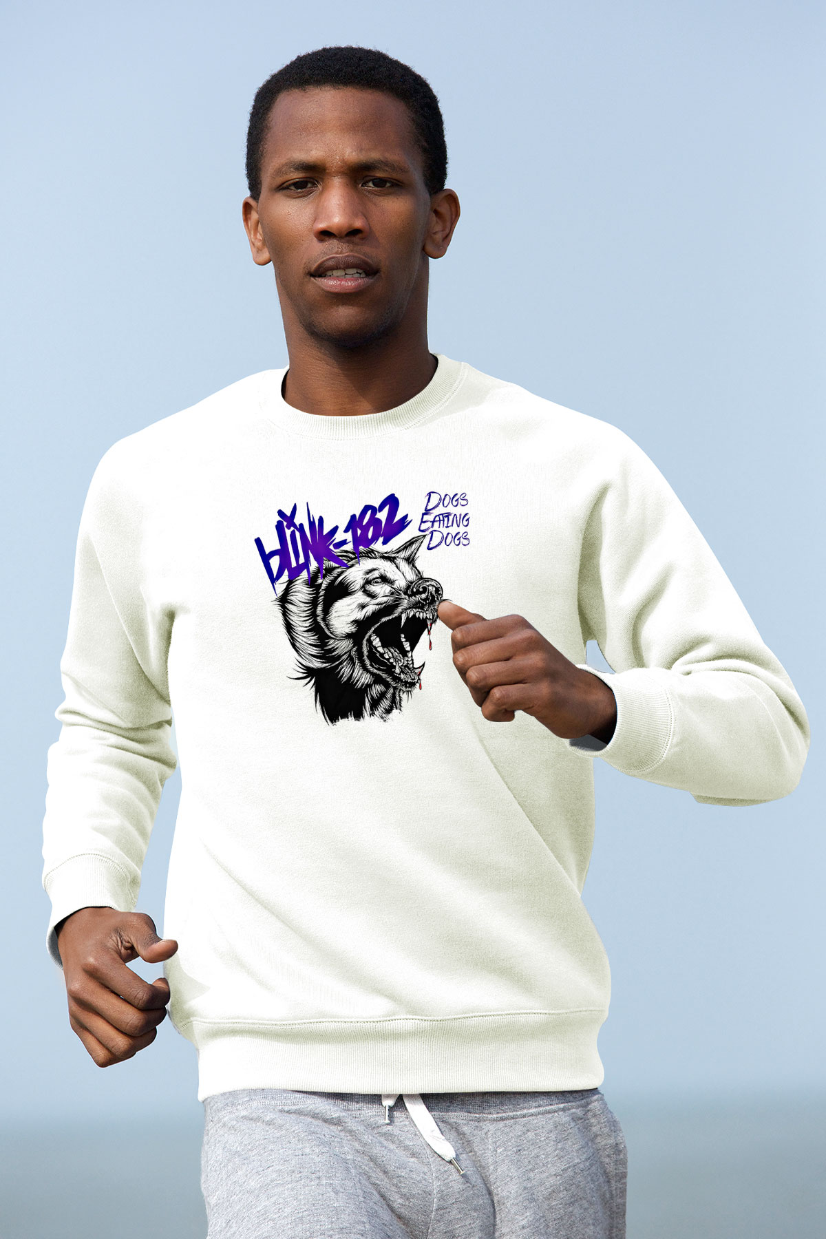 Blink-182 Baskılı Unisex Beyaz Sweatshirt