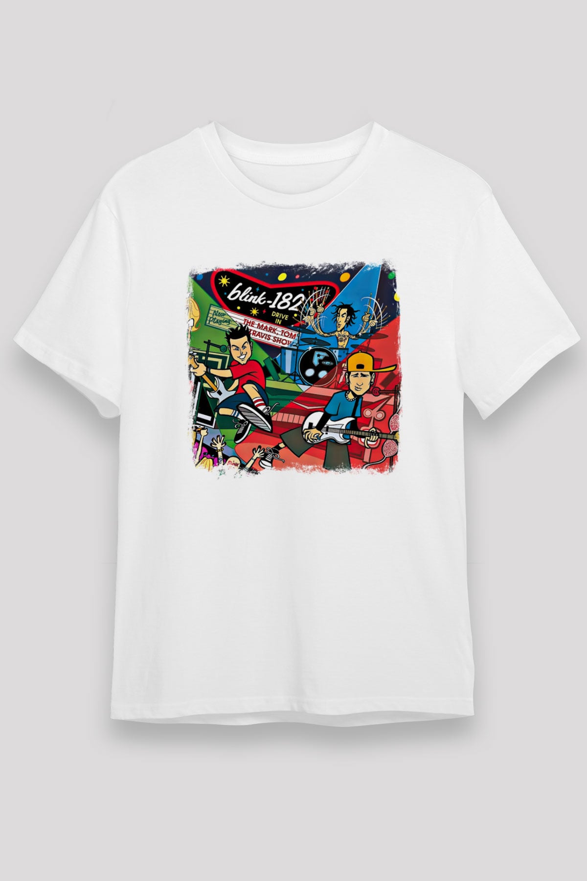 Blink-182 Baskılı Unisex Beyaz Tişört