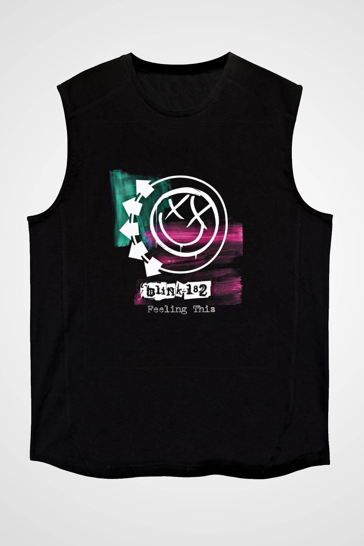 Blink-182 Baskılı Unisex Siyah Kolsuz Tişört