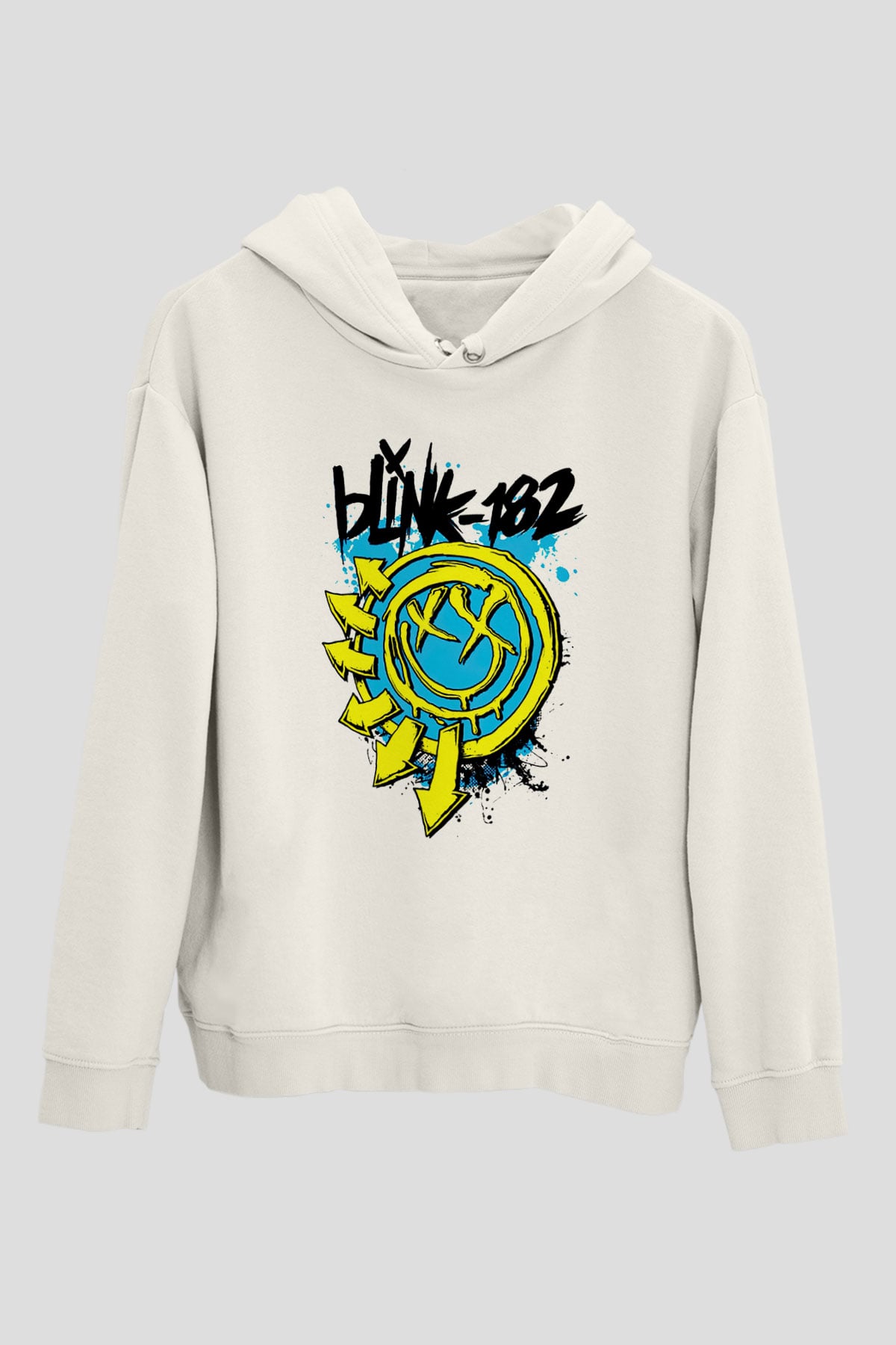 Blink 182 Beyaz Unisex Kapşonlu Sweatshirt