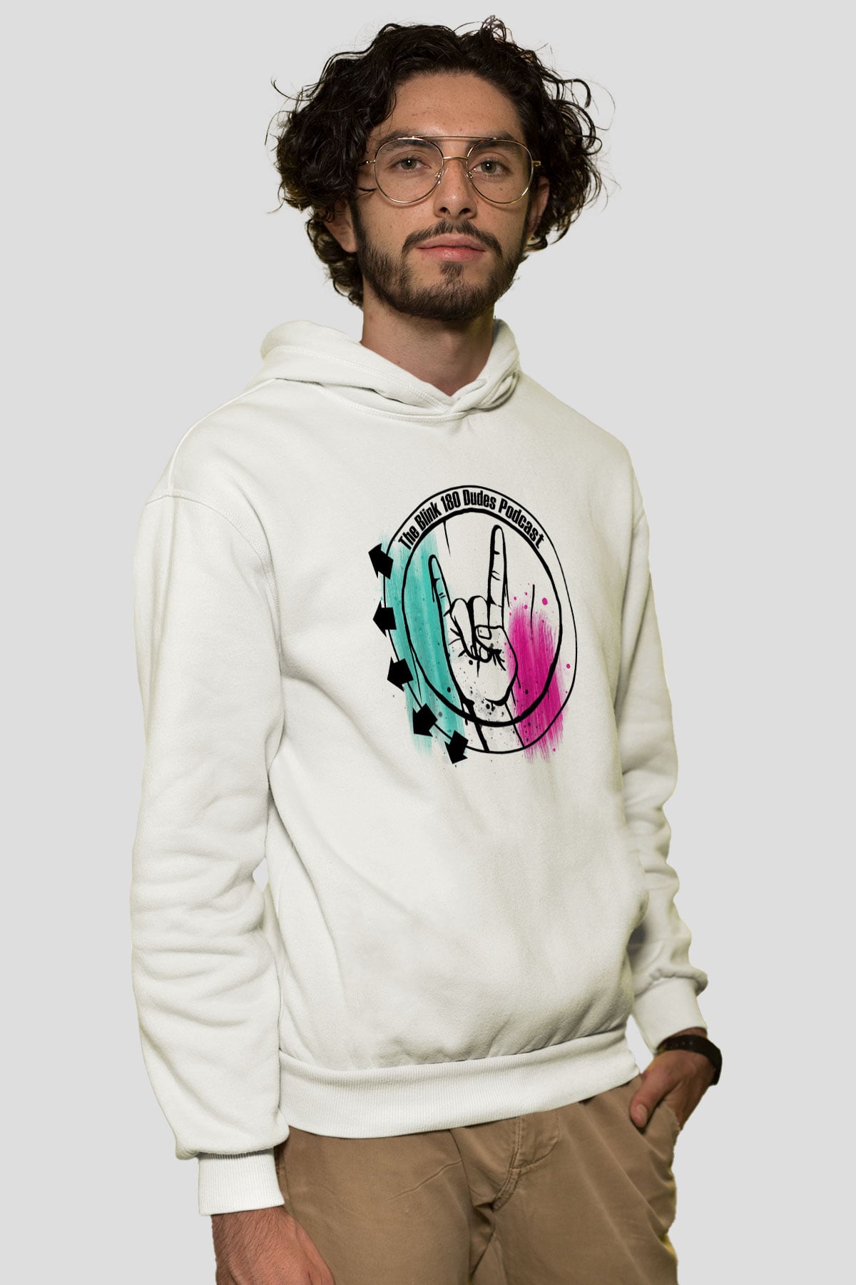 Blink 182 Beyaz Unisex Kapüşonlu Sweatshirt