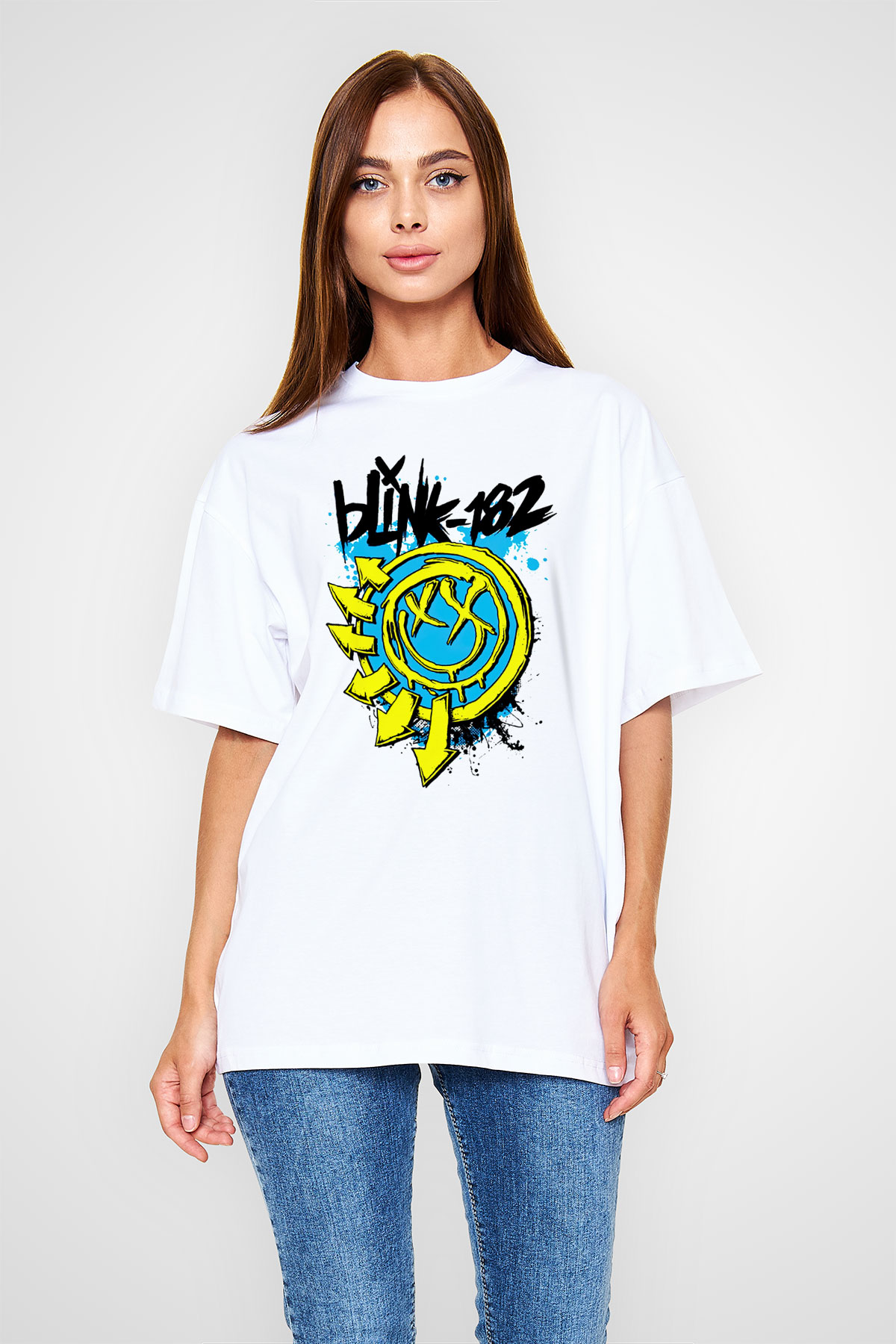 Blink 182 Beyaz Unisex Oversize Tişört T-Shirt