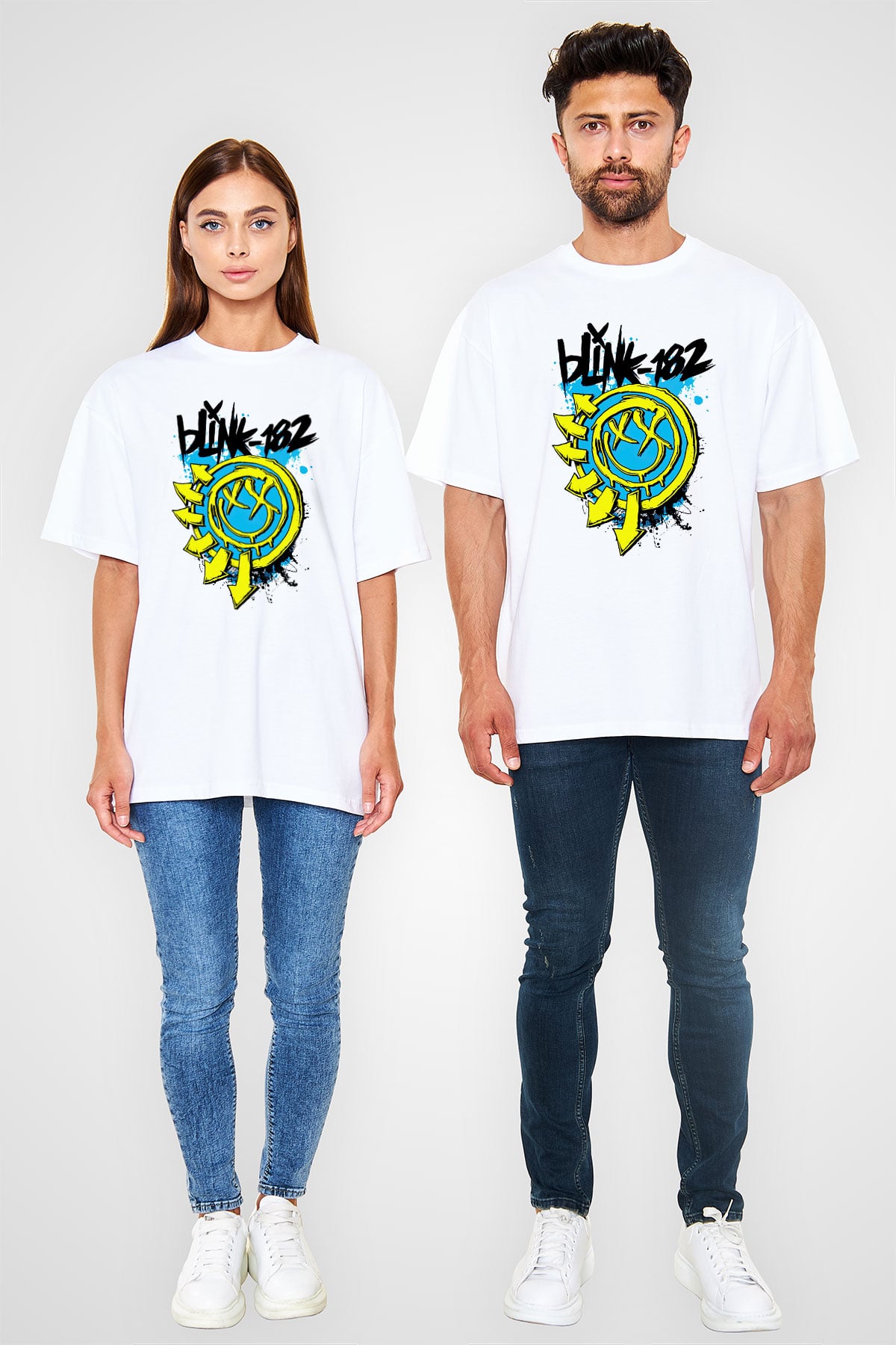 Blink 182 Beyaz Unisex Oversize Tişört T-Shirt
