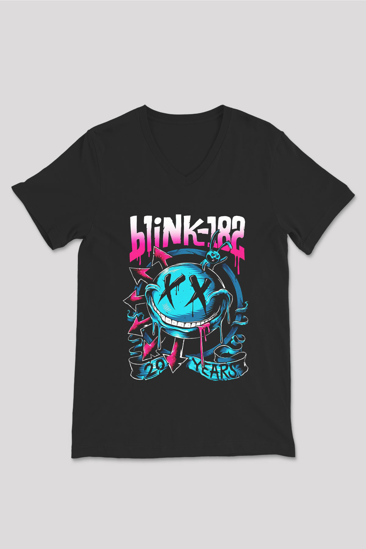 Blink 182 Siyah Unisex V Yaka Tişört T-Shirt