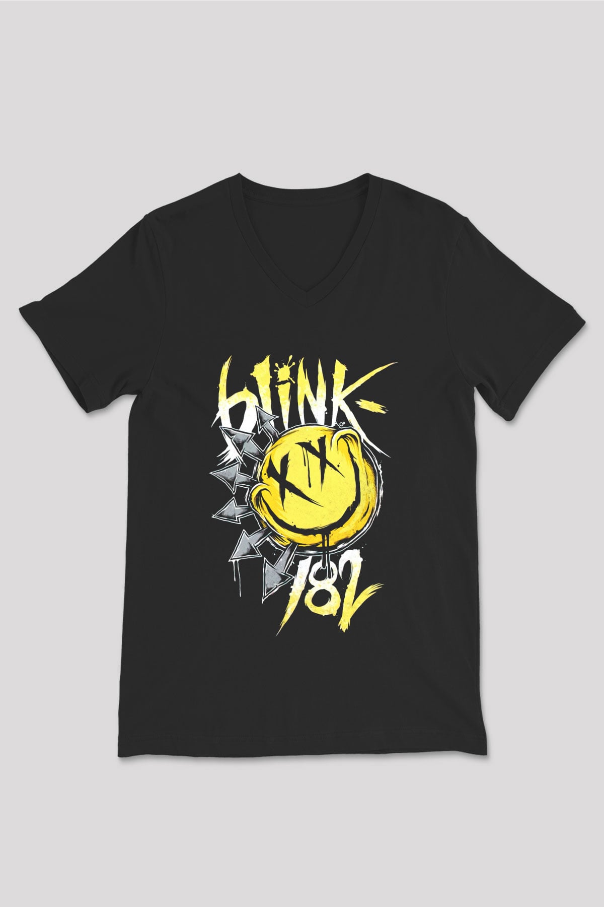 Blink 182 Siyah Unisex V Yaka Tişört T-Shirt