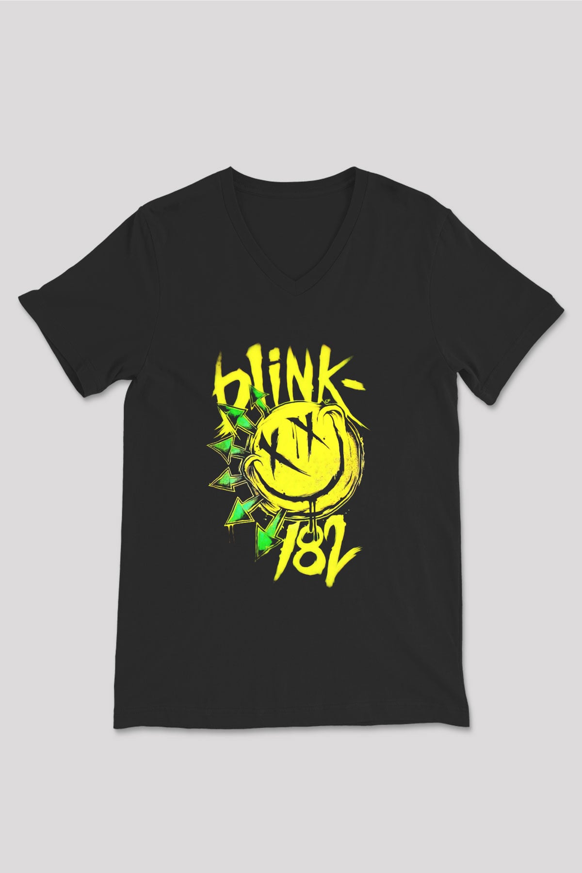 Blink 182 Siyah Unisex V Yaka Tişört T-Shirt