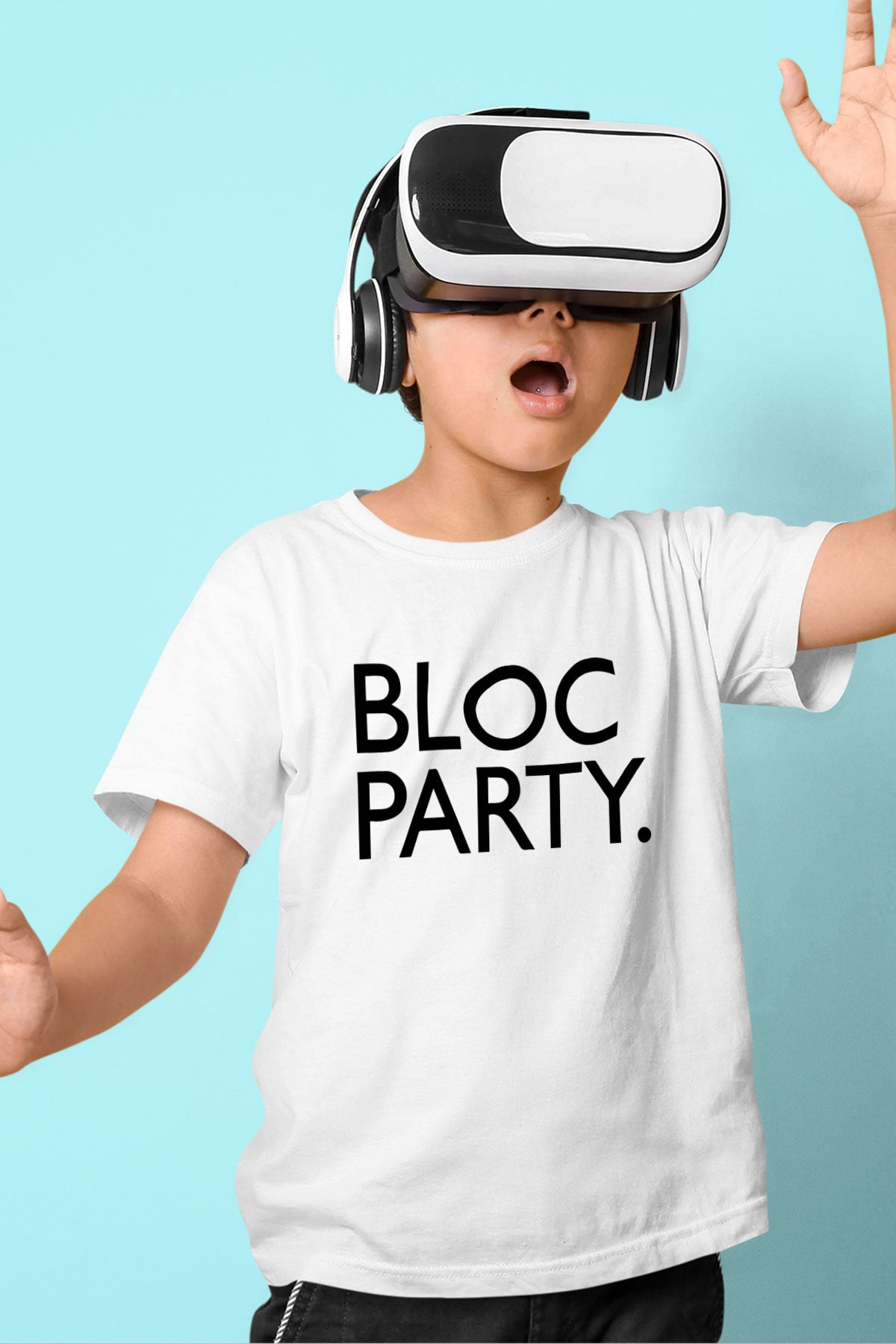 Bloc Party Baskılı Beyaz Unisex Çocuk Tişört