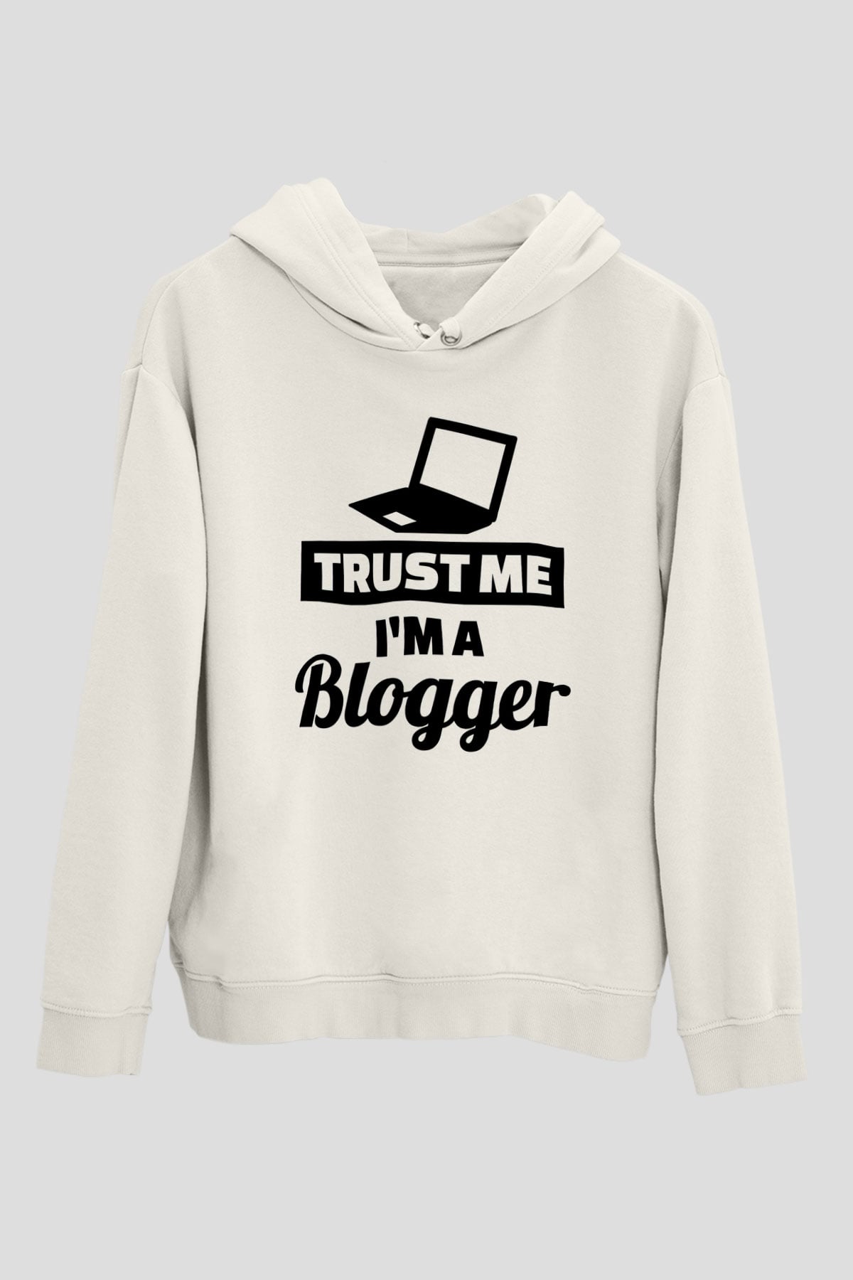 Blogger Beyaz Unisex Kapüşonlu Sweatshirt