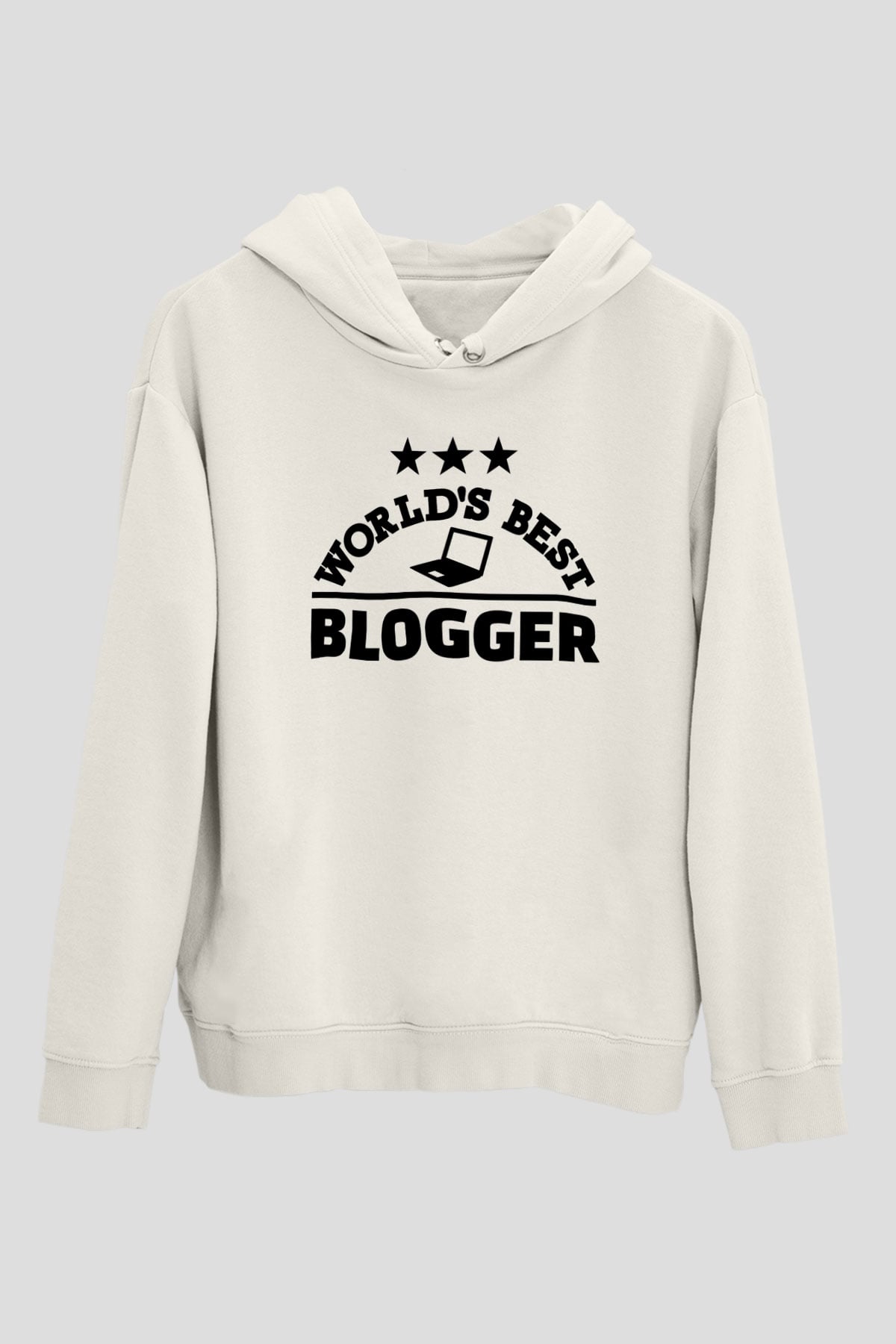 Blogger Beyaz Unisex Kapüşonlu Sweatshirt
