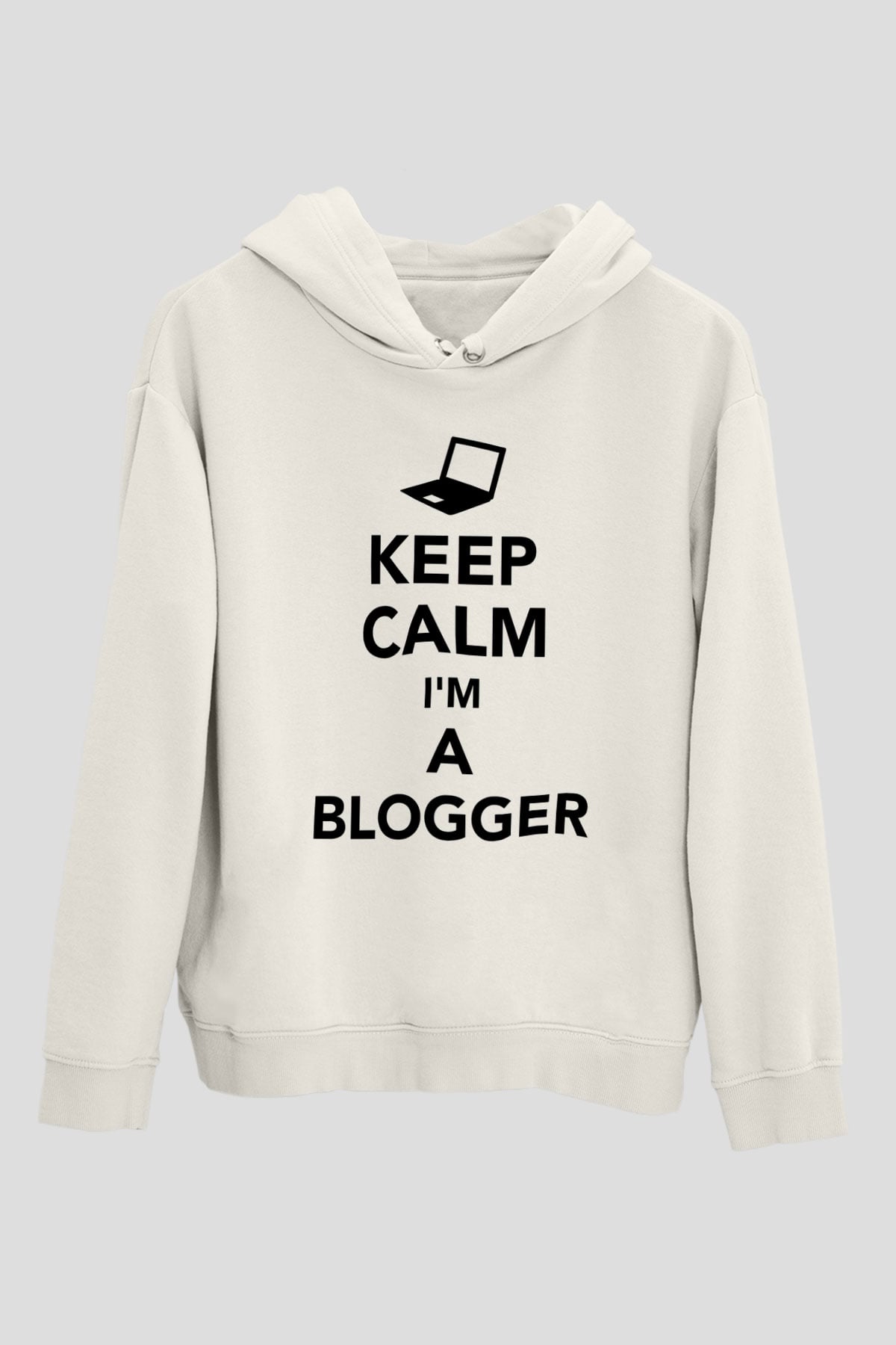 Blogger Beyaz Unisex Kapüşonlu Sweatshirt