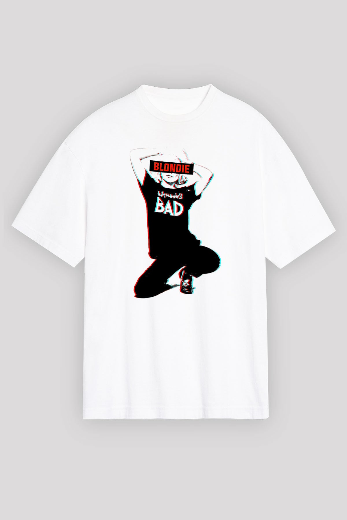 Blondie - Debbie Harry Baskılı Beyaz Unisex Oversize Tişört - Tshirt