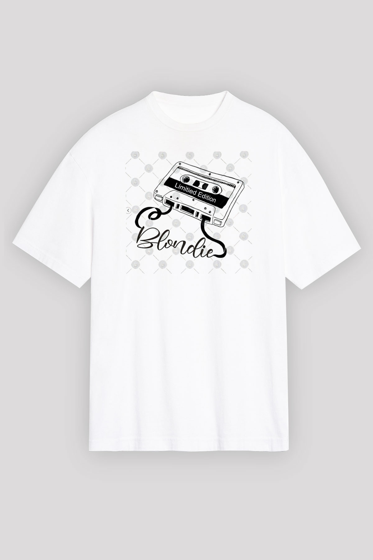 Blondie - Debbie Harry Baskılı Beyaz Unisex Oversize Tişört - Tshirt