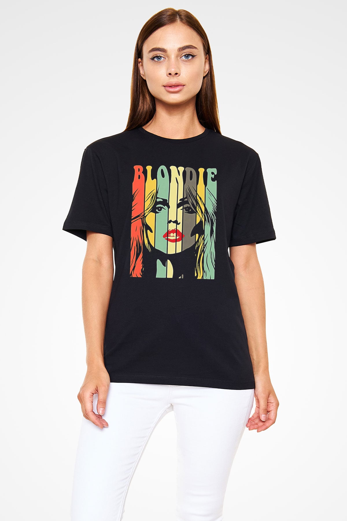 Blondie - Debbie Harry Baskılı Unisex Siyah Tişört - Tshirt