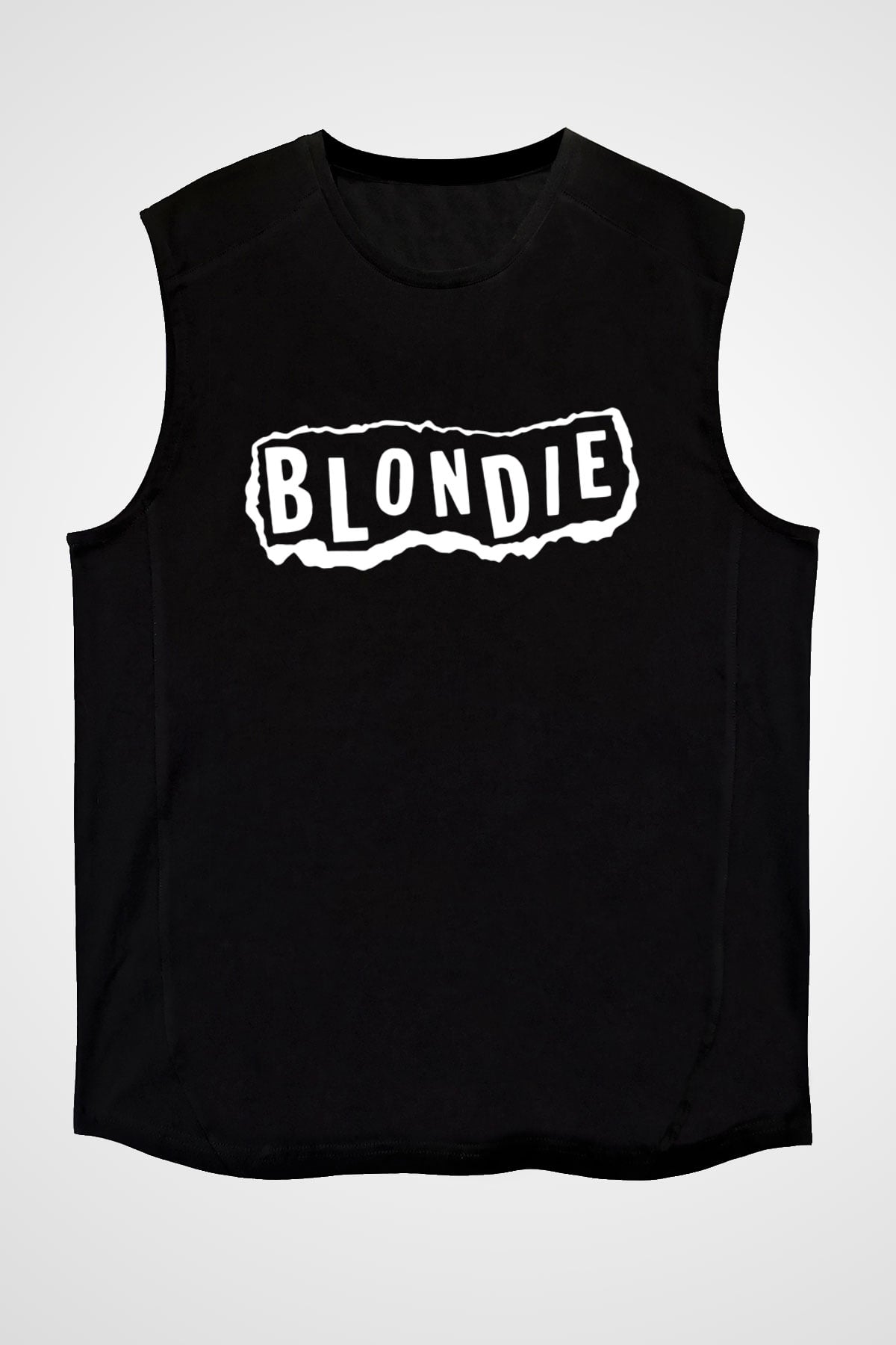 Blondie - Debbie Harry Baskılı Unisex Siyah Kolsuz Tişört - Tshirt