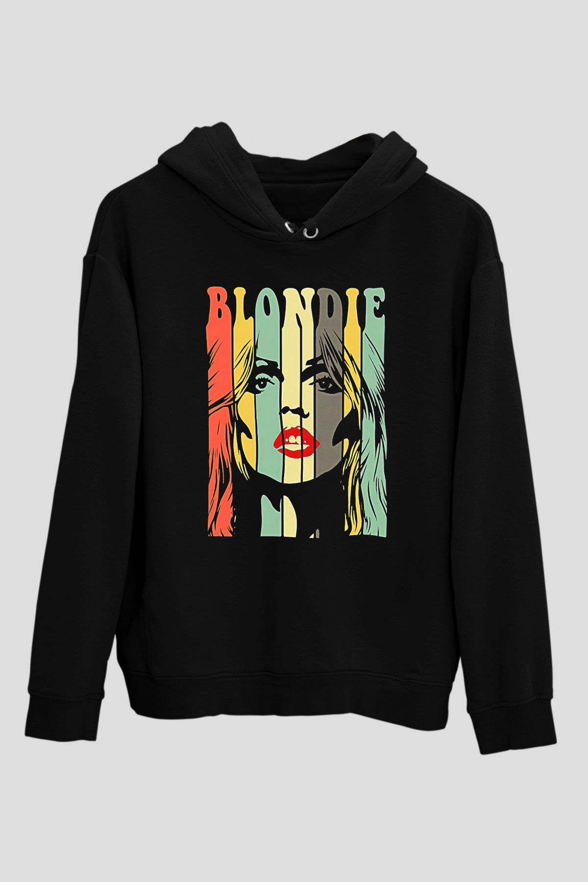Blondie - Debbie Harry Baskılı Unisex Siyah Kapüşonlu Sweatshirt