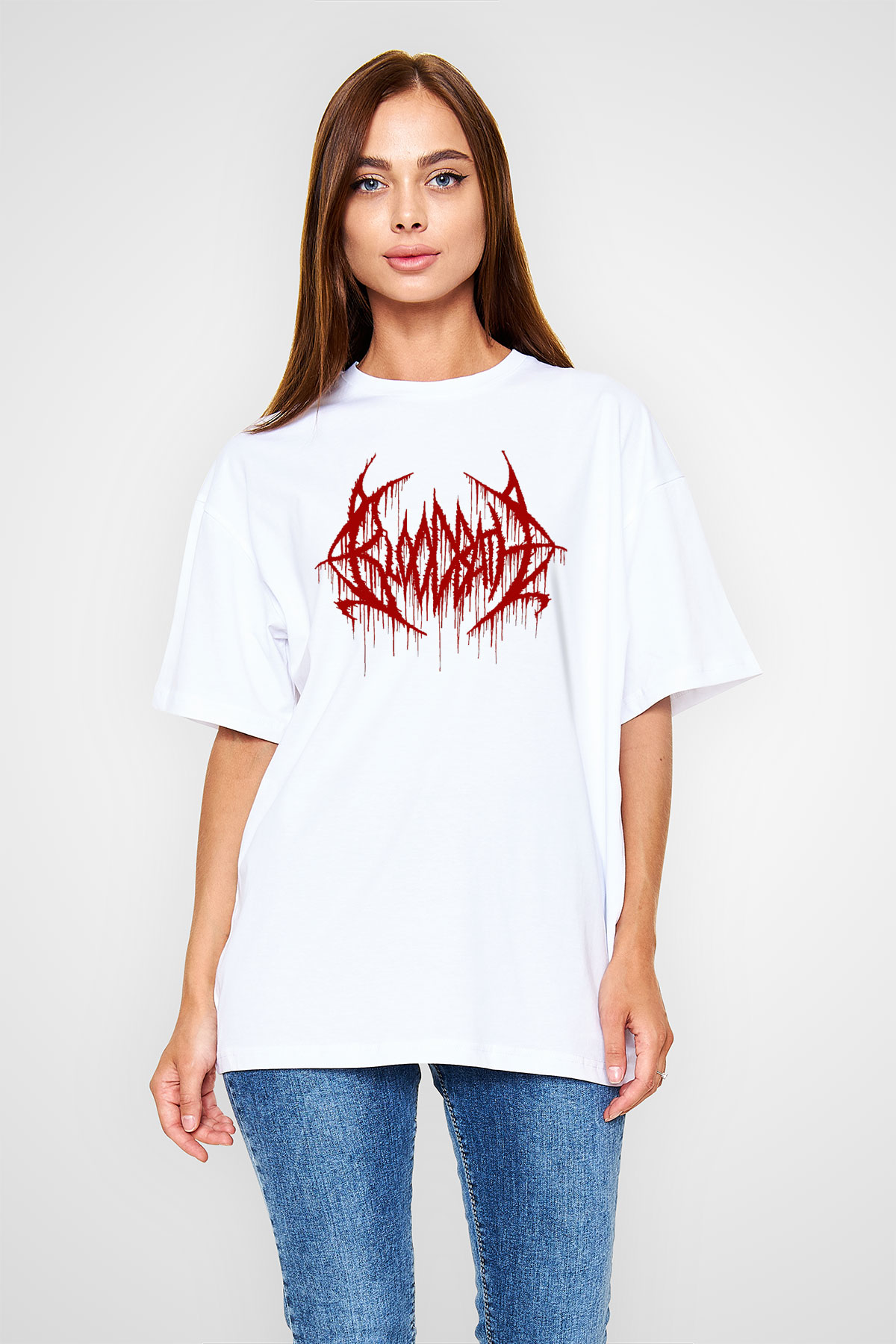 Bloodbath Beyaz Unisex Oversize Tişört T-Shirt