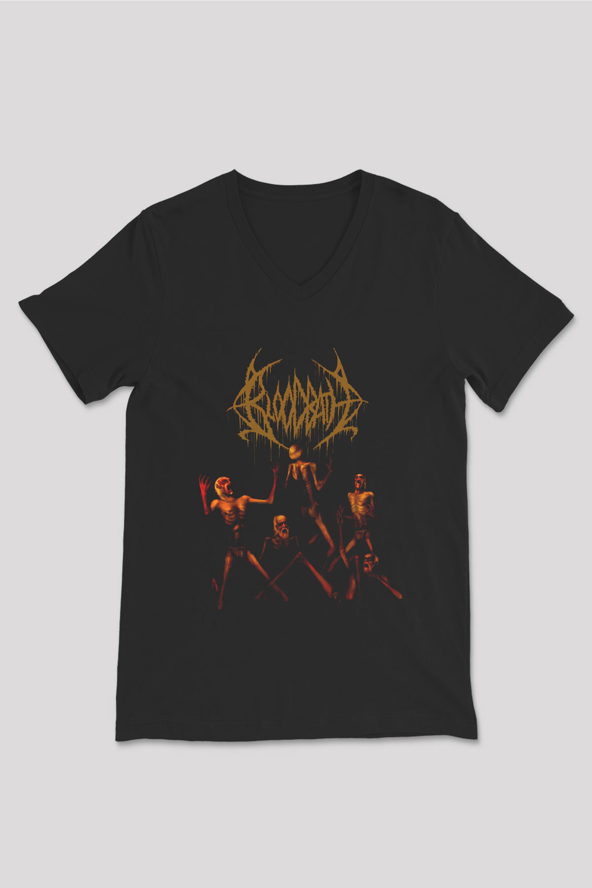 Bloodbath Siyah Unisex V Yaka Tişört T-Shirt