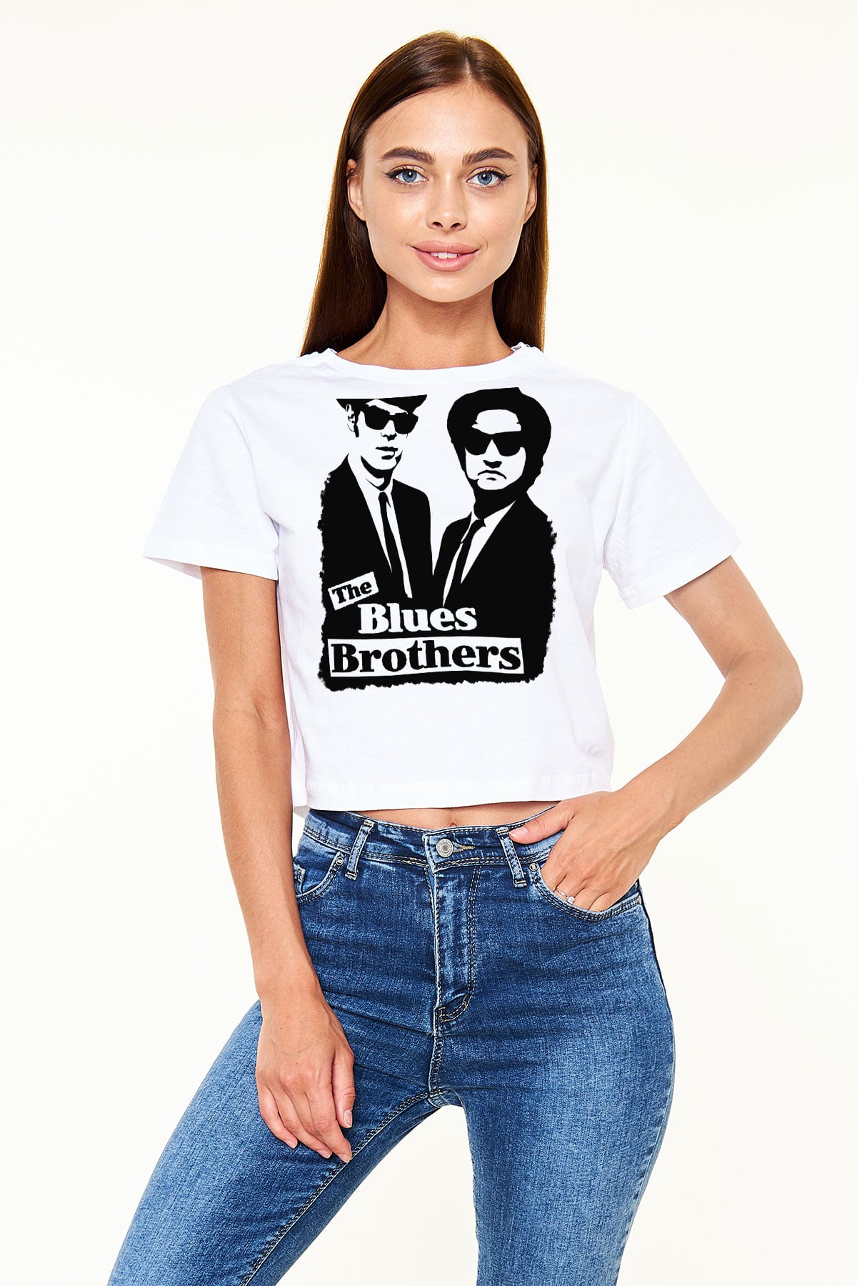 Blue Brothers Beyaz Unisex Oversize Tişört