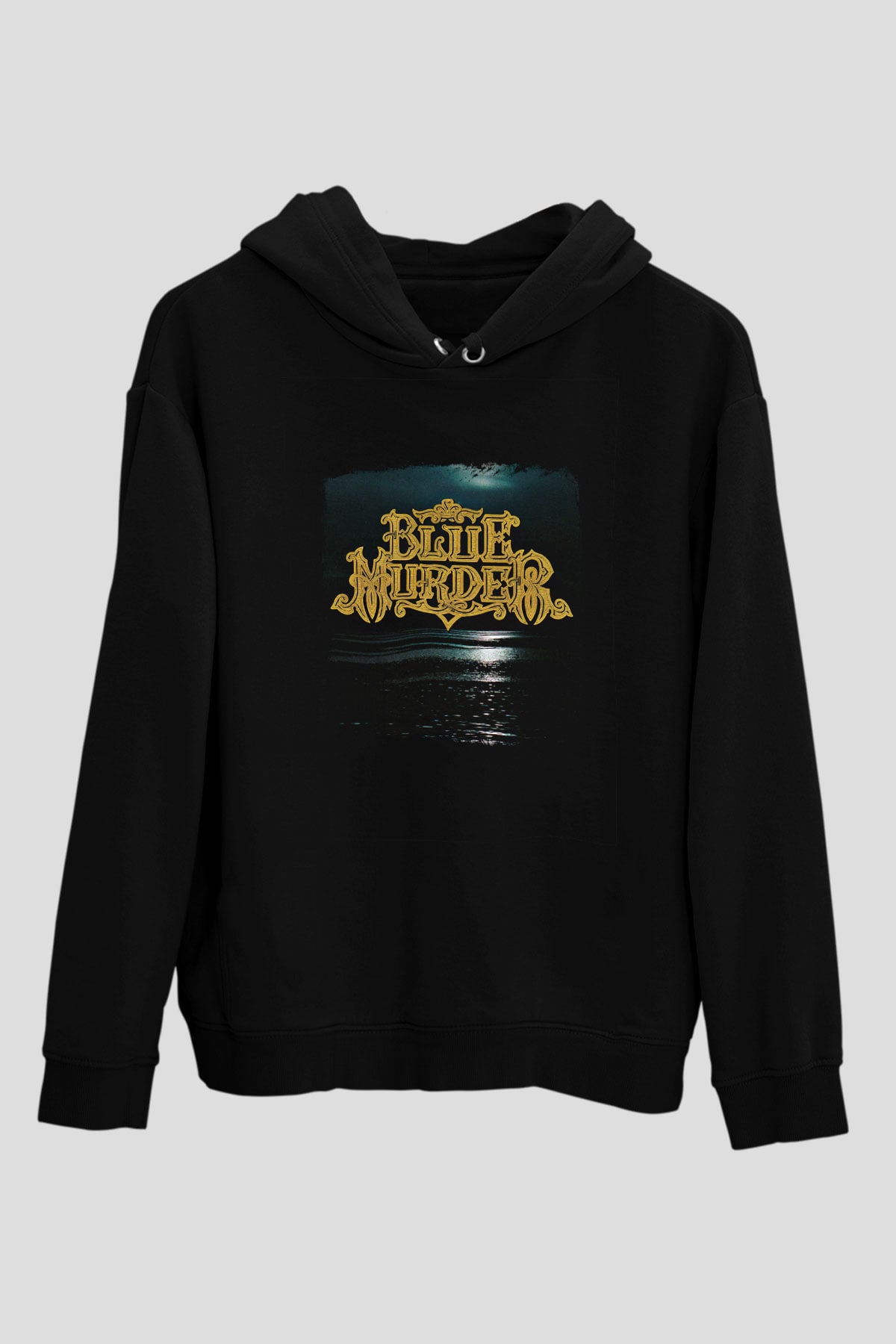 Blue Murder Baskılı Unisex Siyah Hoodie