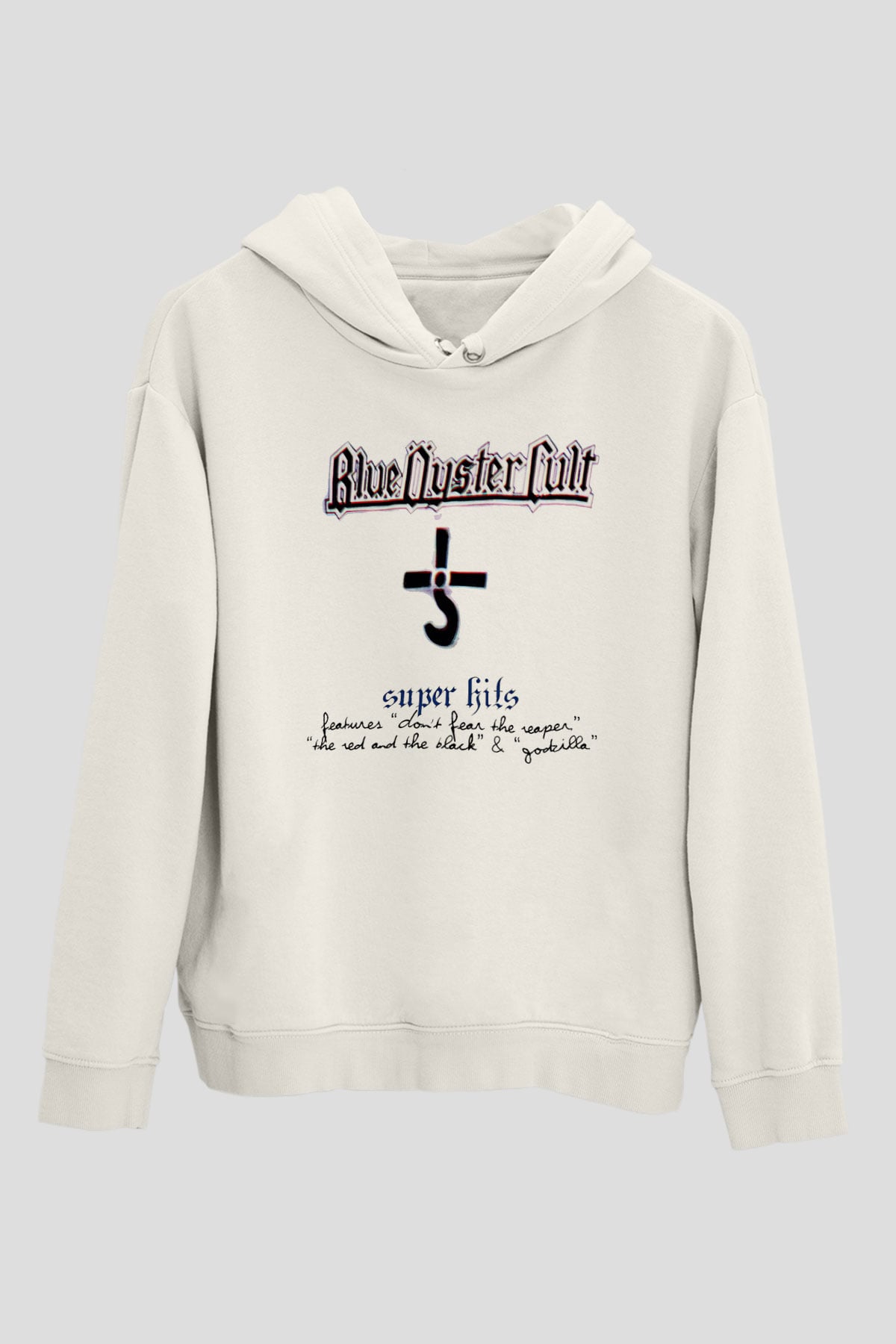 Blue Oyster Cult Baskılı Beyaz Unisex Kapüşonlu Sweatshirt