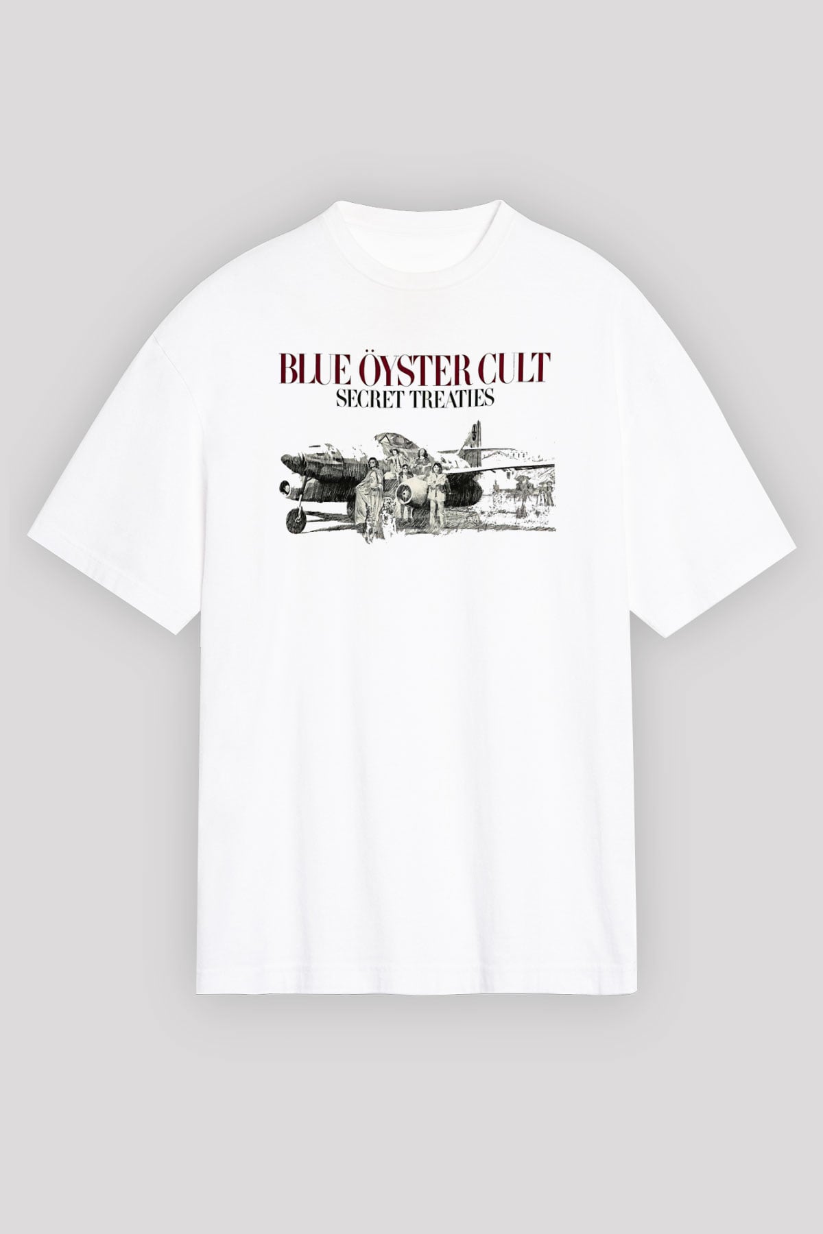 Blue Oyster Cult Baskılı Beyaz Unisex Oversize Tişört - Tshirt