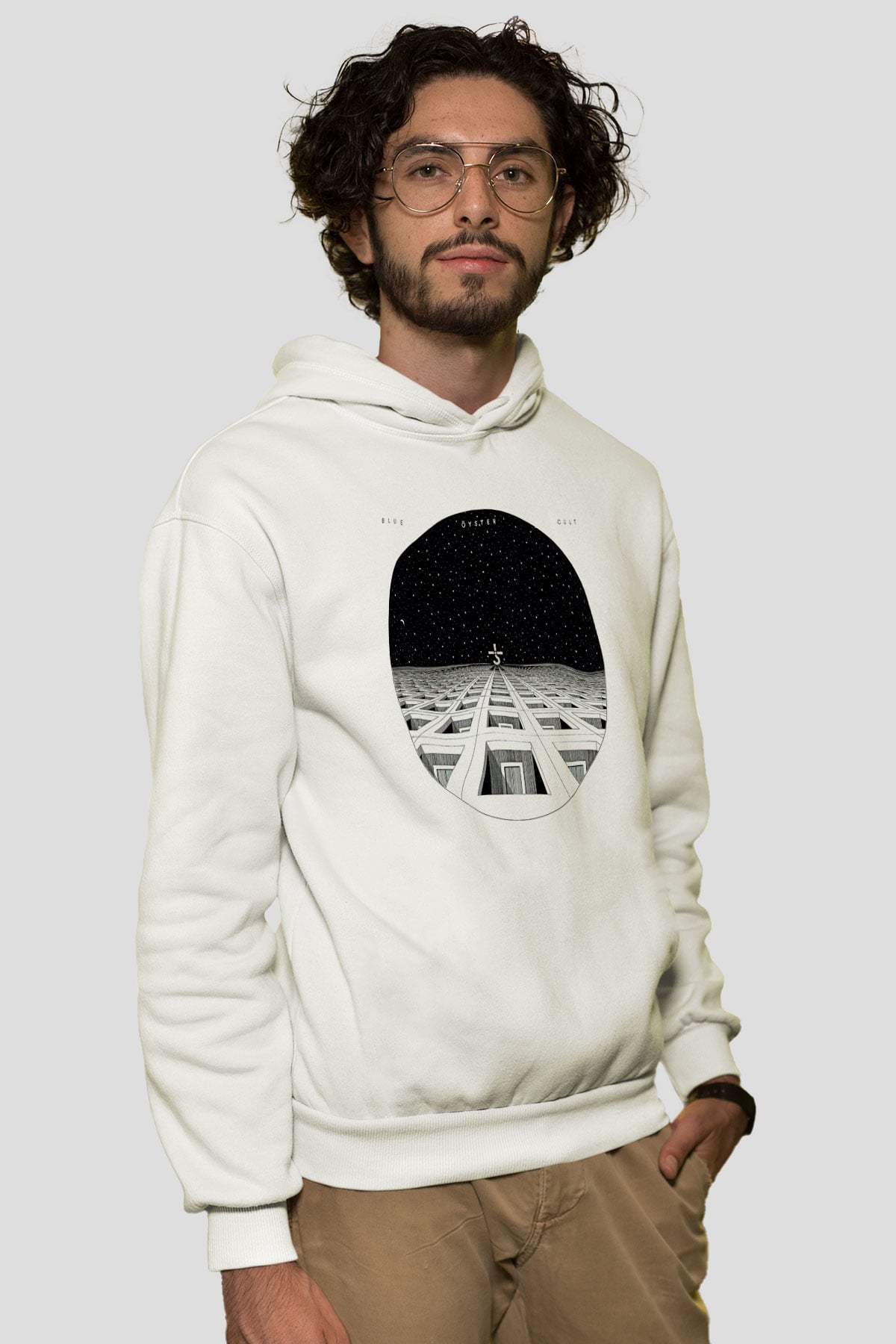 Blue Oyster Cult Baskılı Beyaz Unisex Kapüşonlu Sweatshirt