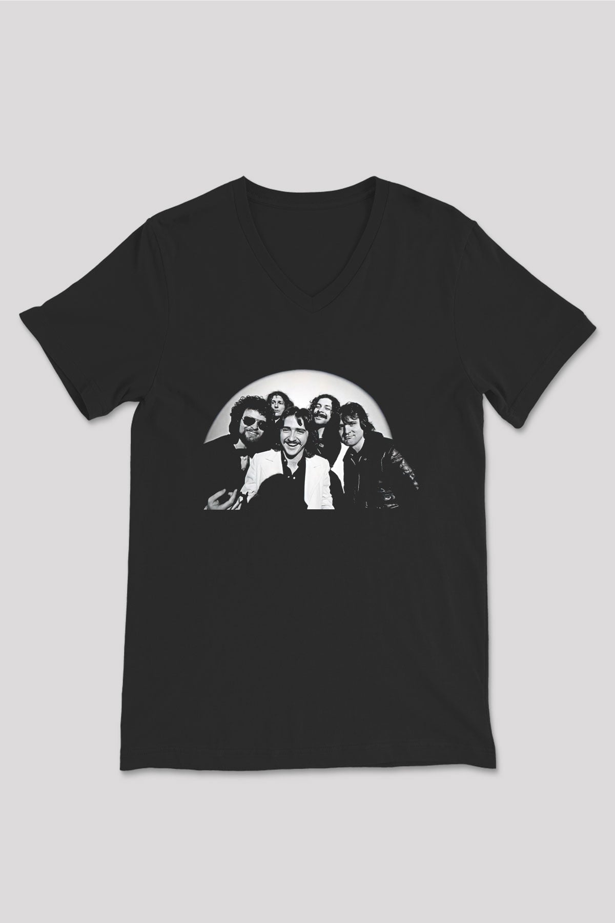 Blue Oyster Cult Baskılı Unisex Siyah V Yaka Tişört - Tshirt