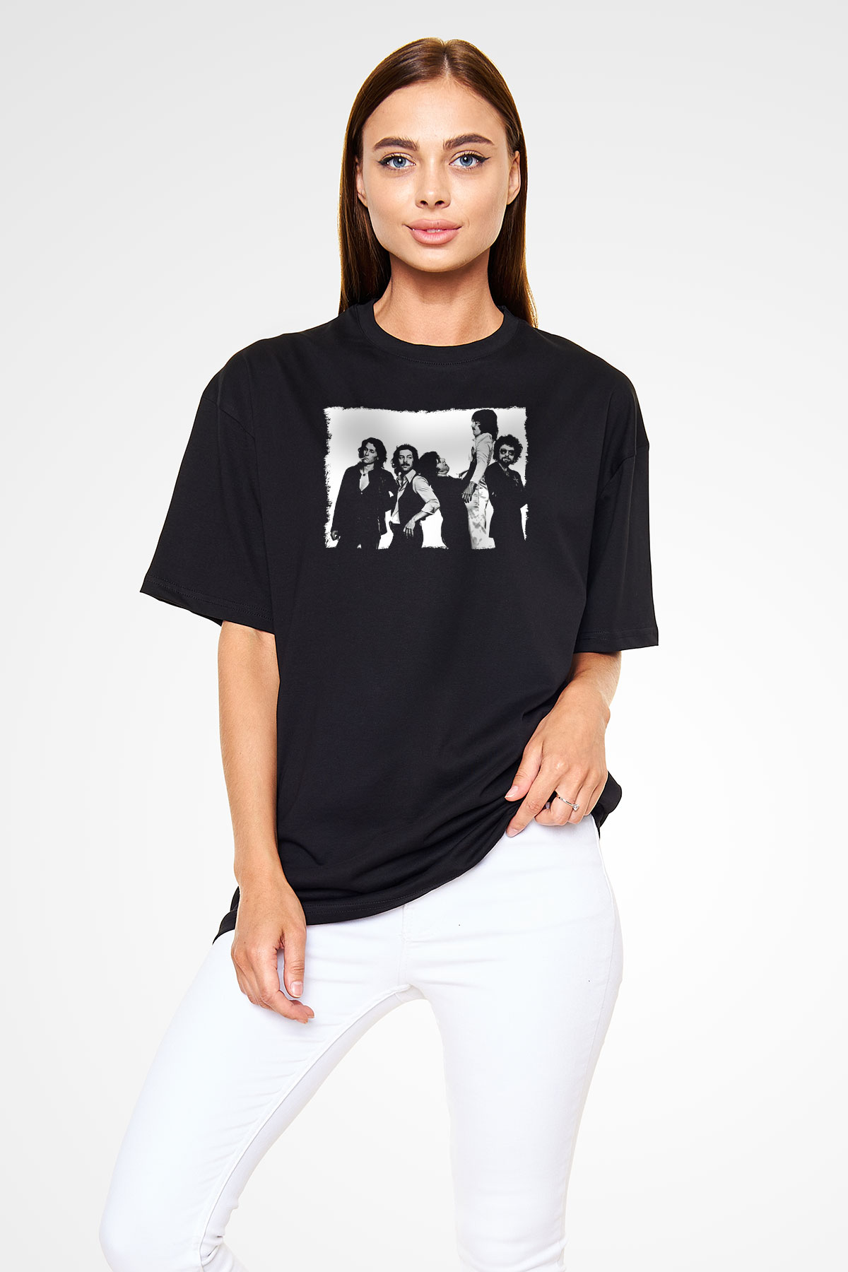 Blue Oyster Cult Baskılı Unisex Siyah Oversize Tişört - Tshirt