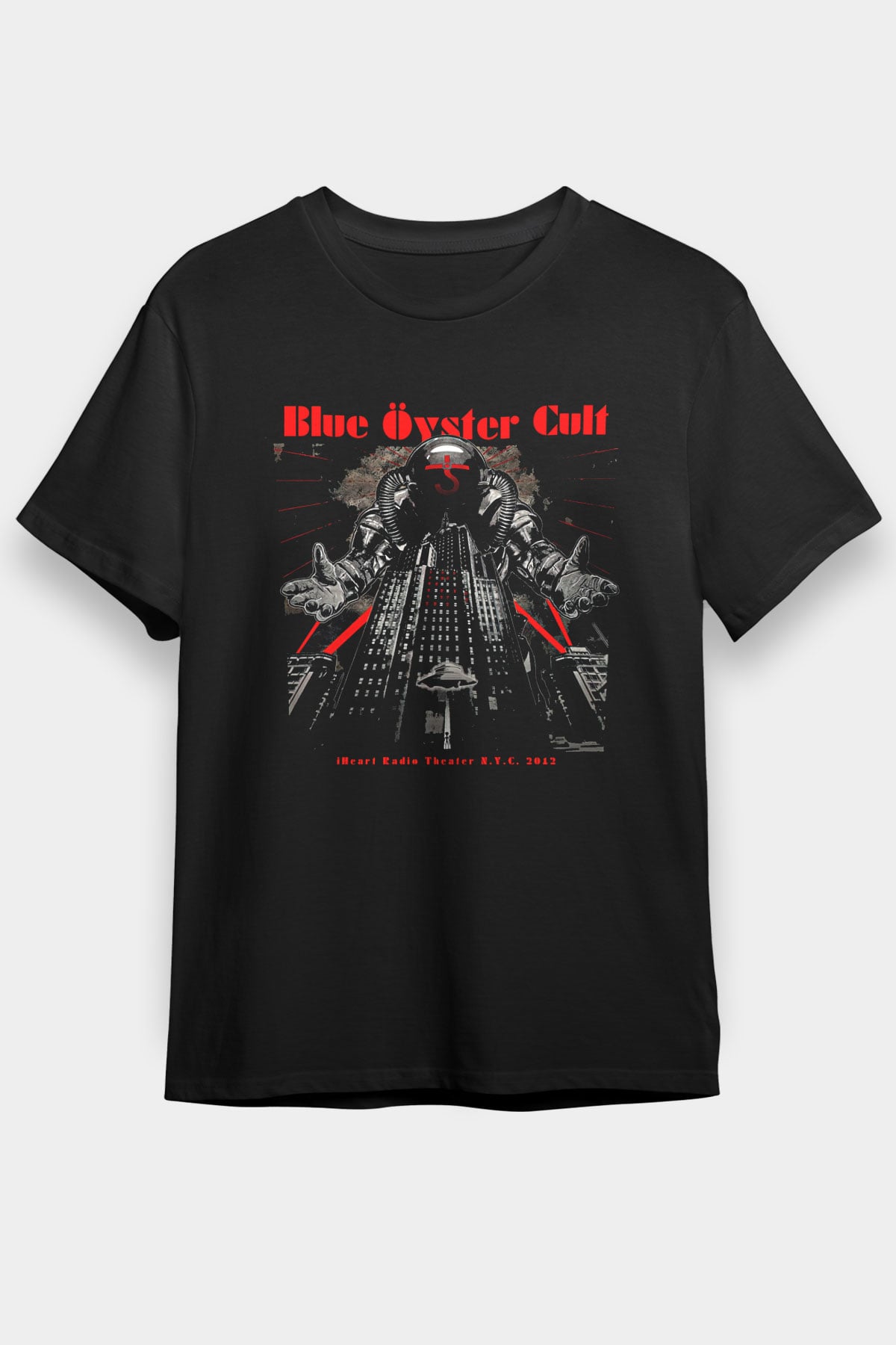Blue Oyster Cult Baskılı Unisex Siyah Tişört - Tshirt