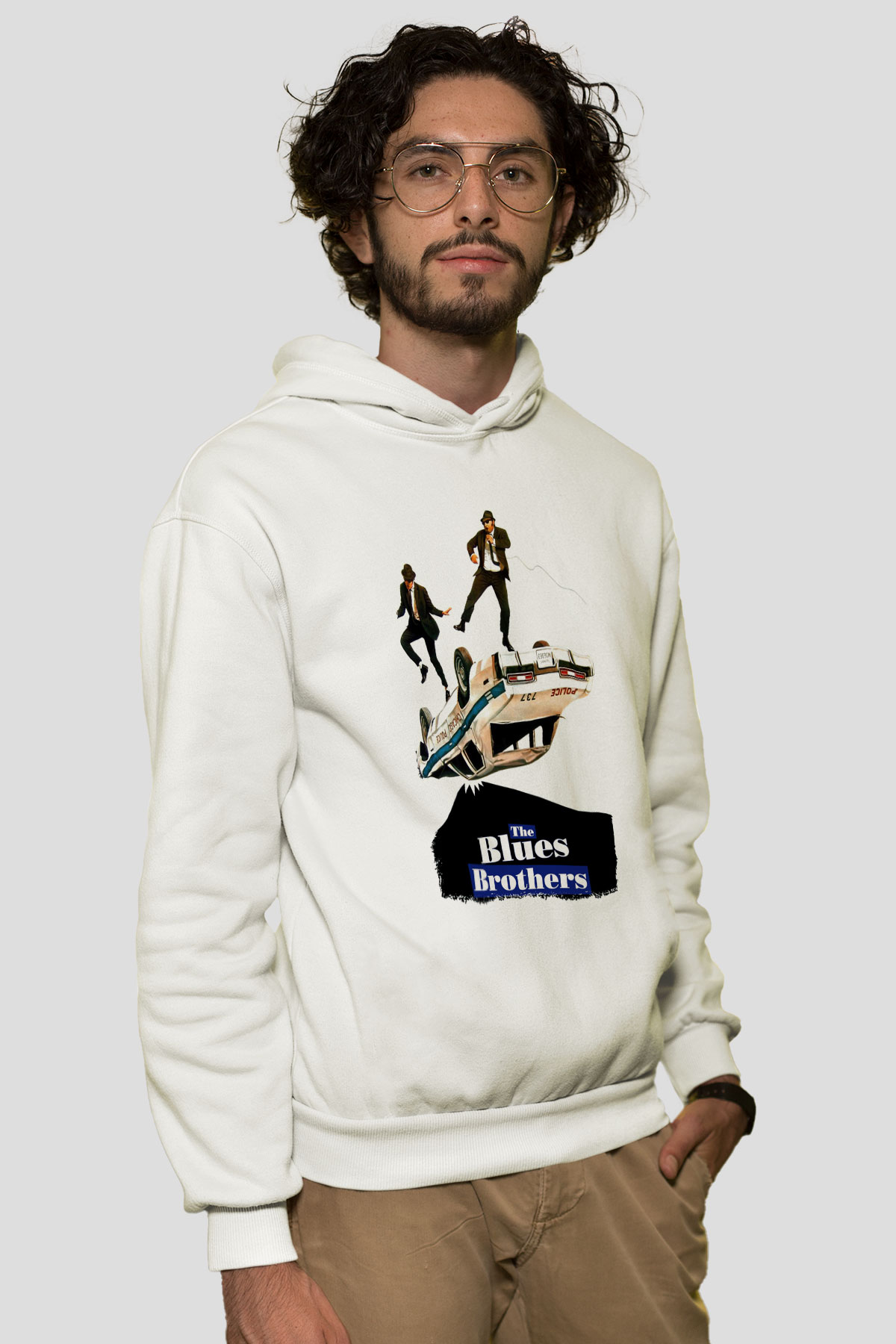 Blues Brothers Beyaz Unisex Hoodie