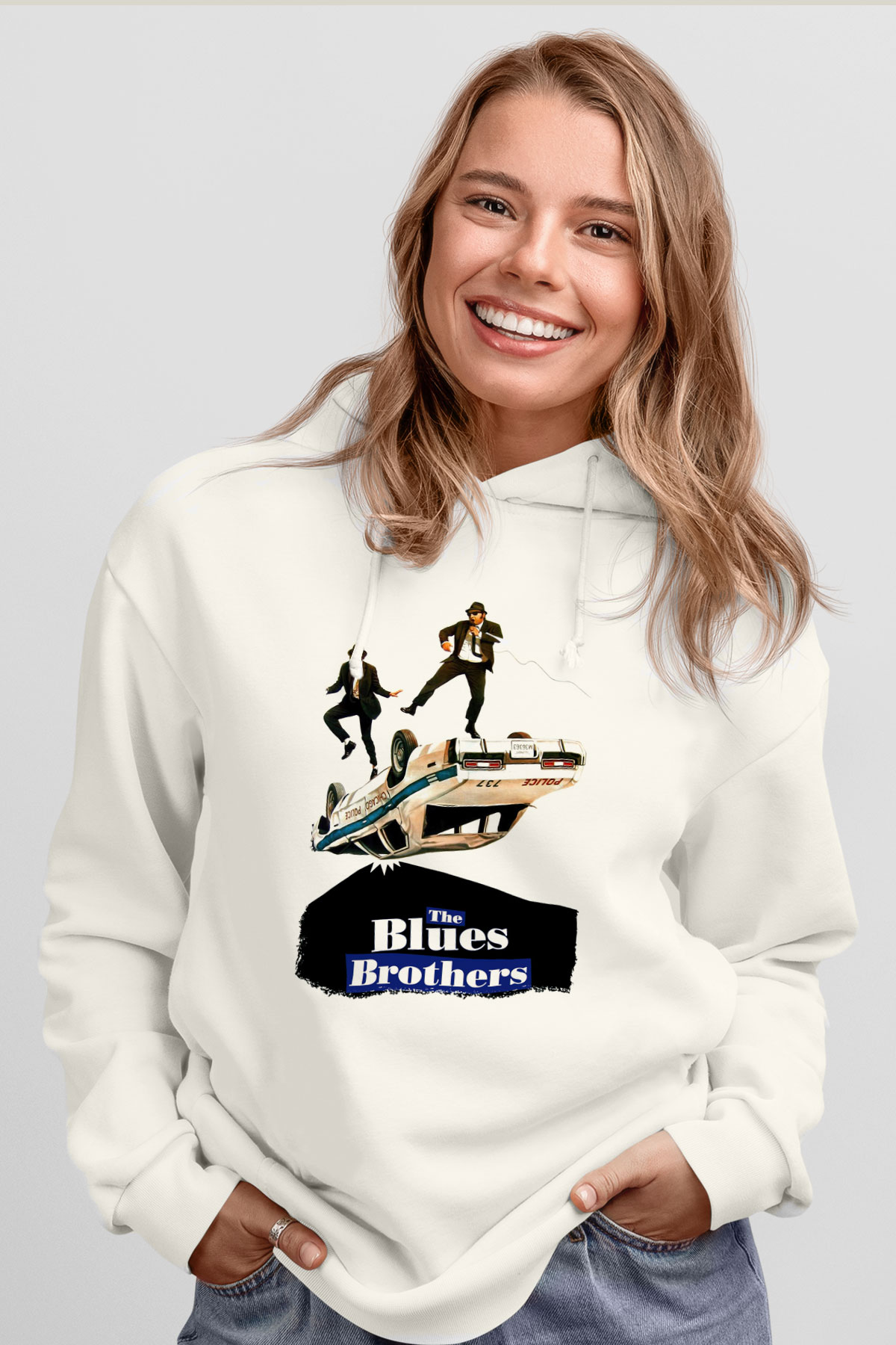 Blues Brothers Beyaz Unisex Hoodie