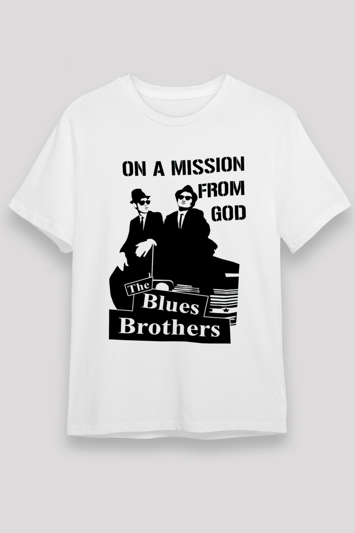Blues Brothers Beyaz Unisex Tişört T-Shirt