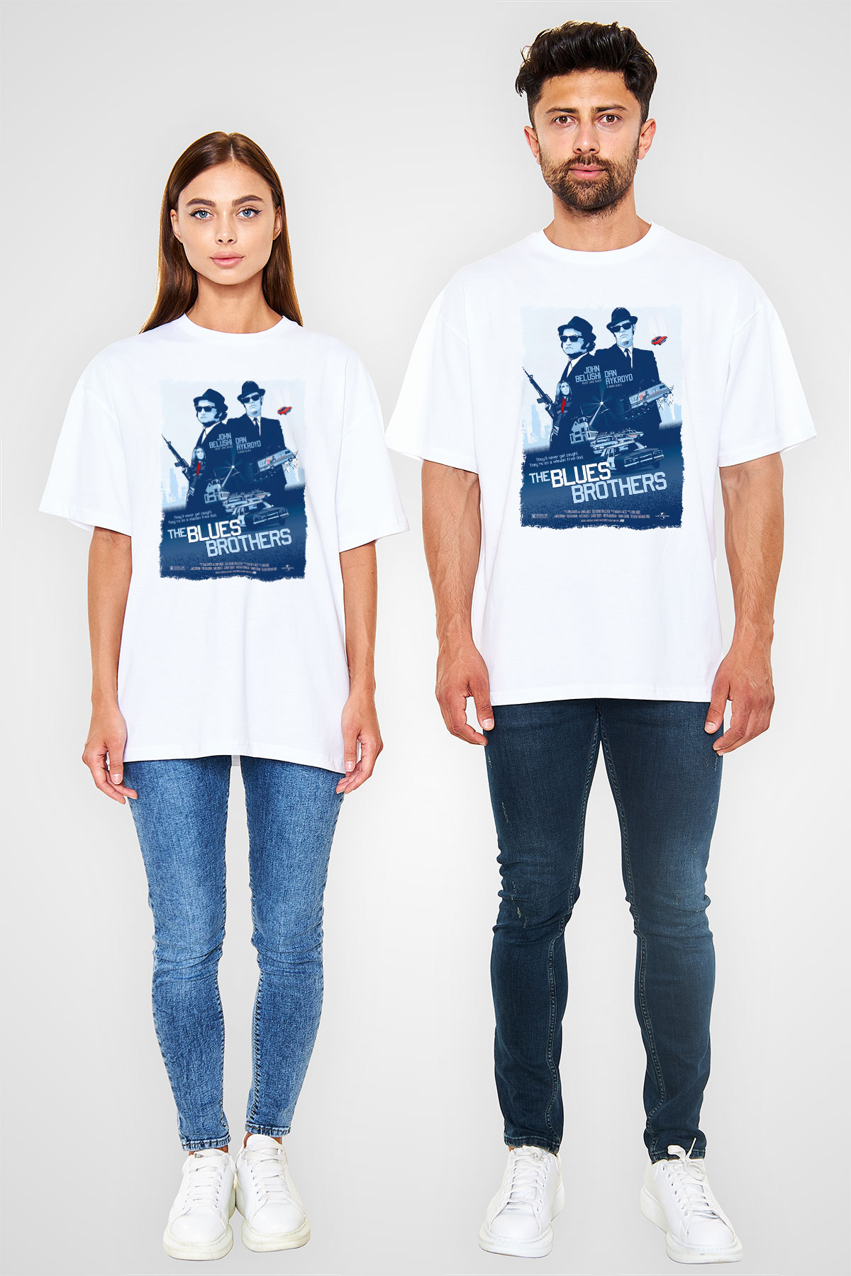 Blues Brothers Beyaz Unisex Tişört T-Shirt