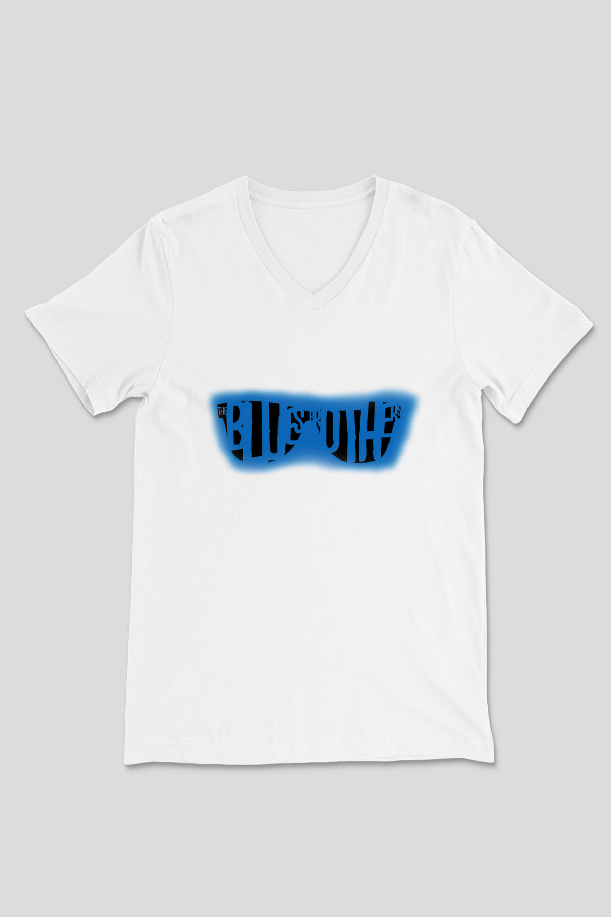 Blues Brothers Beyaz Unisex V Yaka Tişört T-Shirt